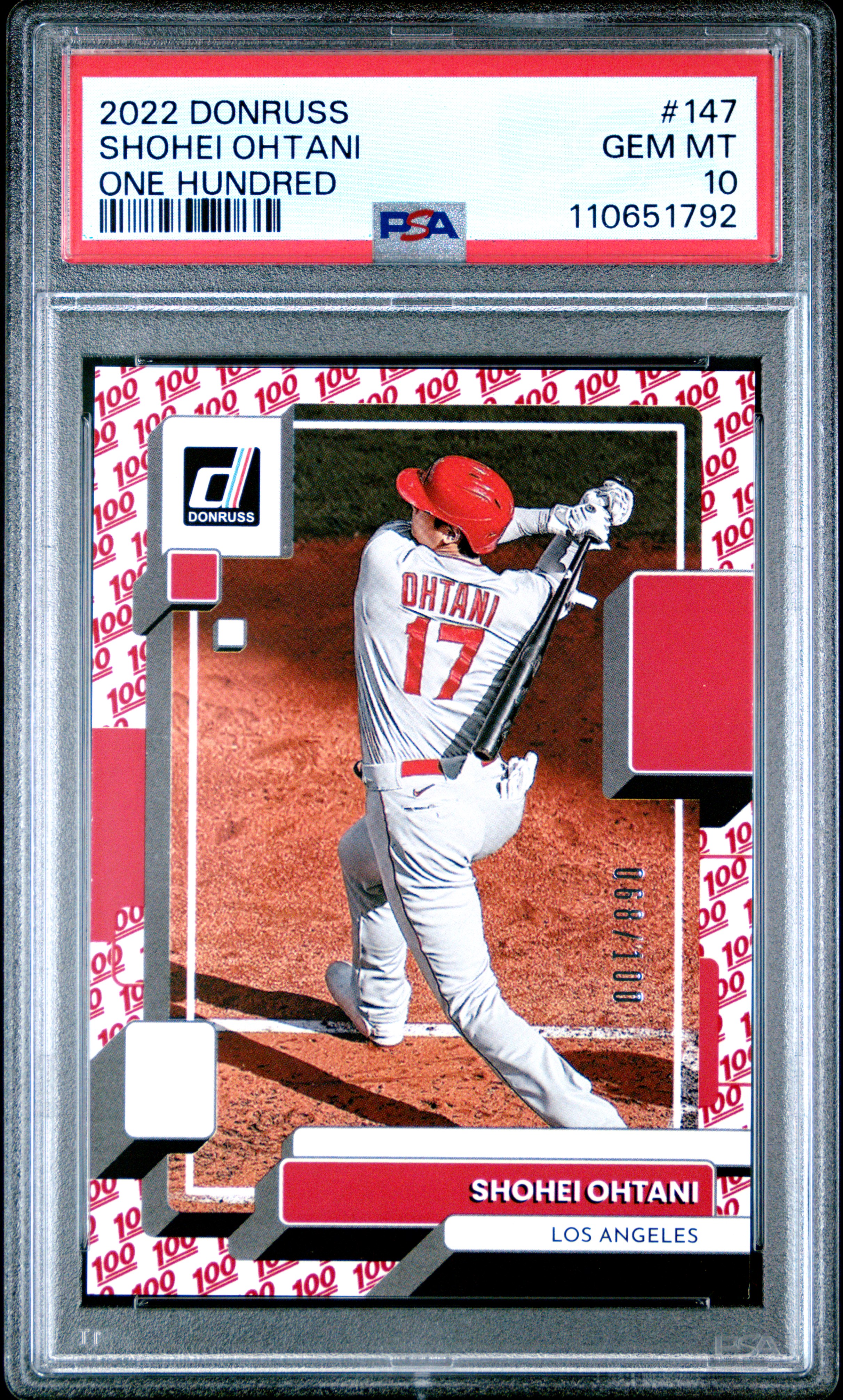 2022 PANINI DONRUSS #147 SHOHEI OHTANI ONE HUNDRED /100