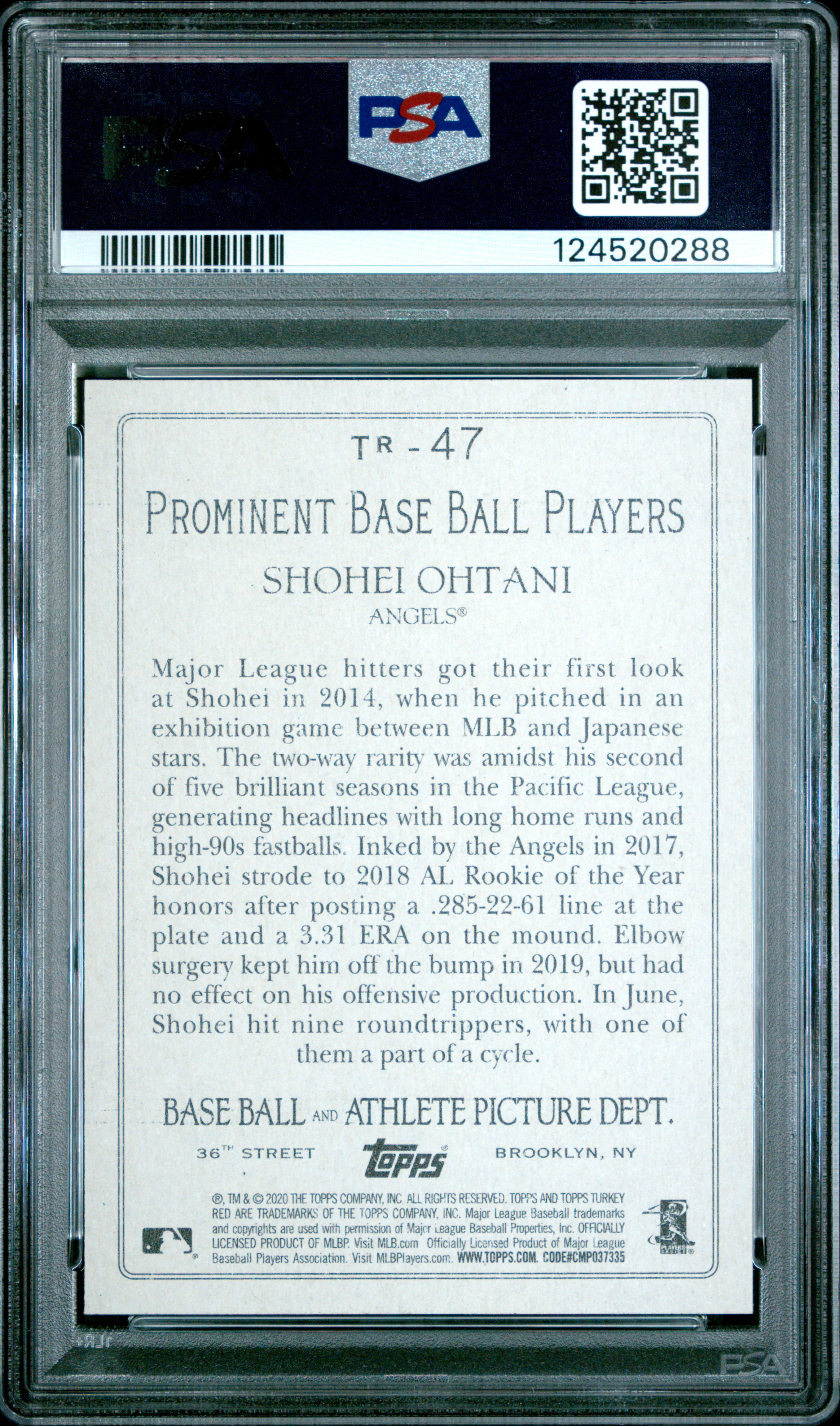 2020 TOPPS TURKEY RED #TR47 SHOHEI OHTANI