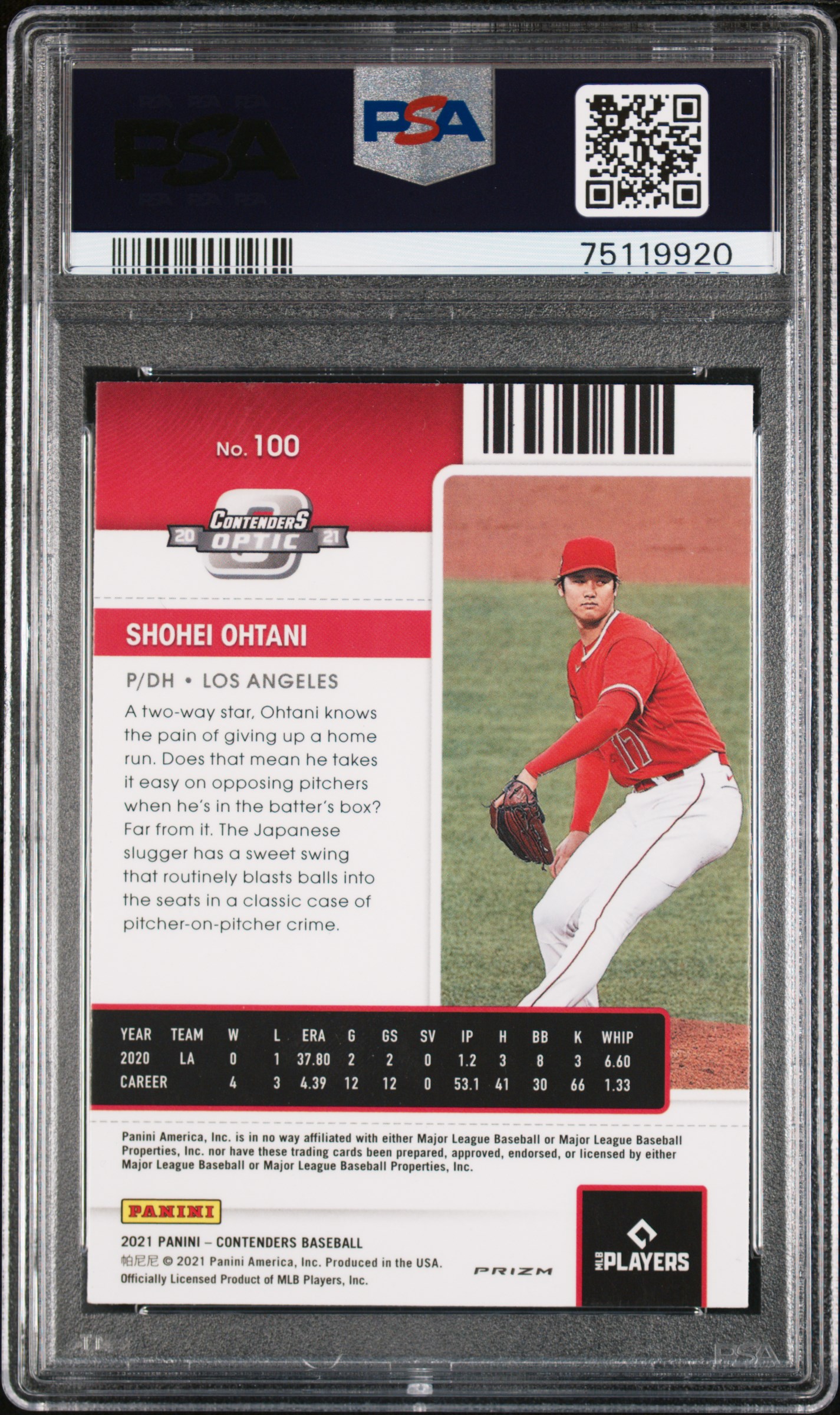 2021 PANINI CONTENDERS #100 SHOHEI OHTANI OPTIC-RED WAVE