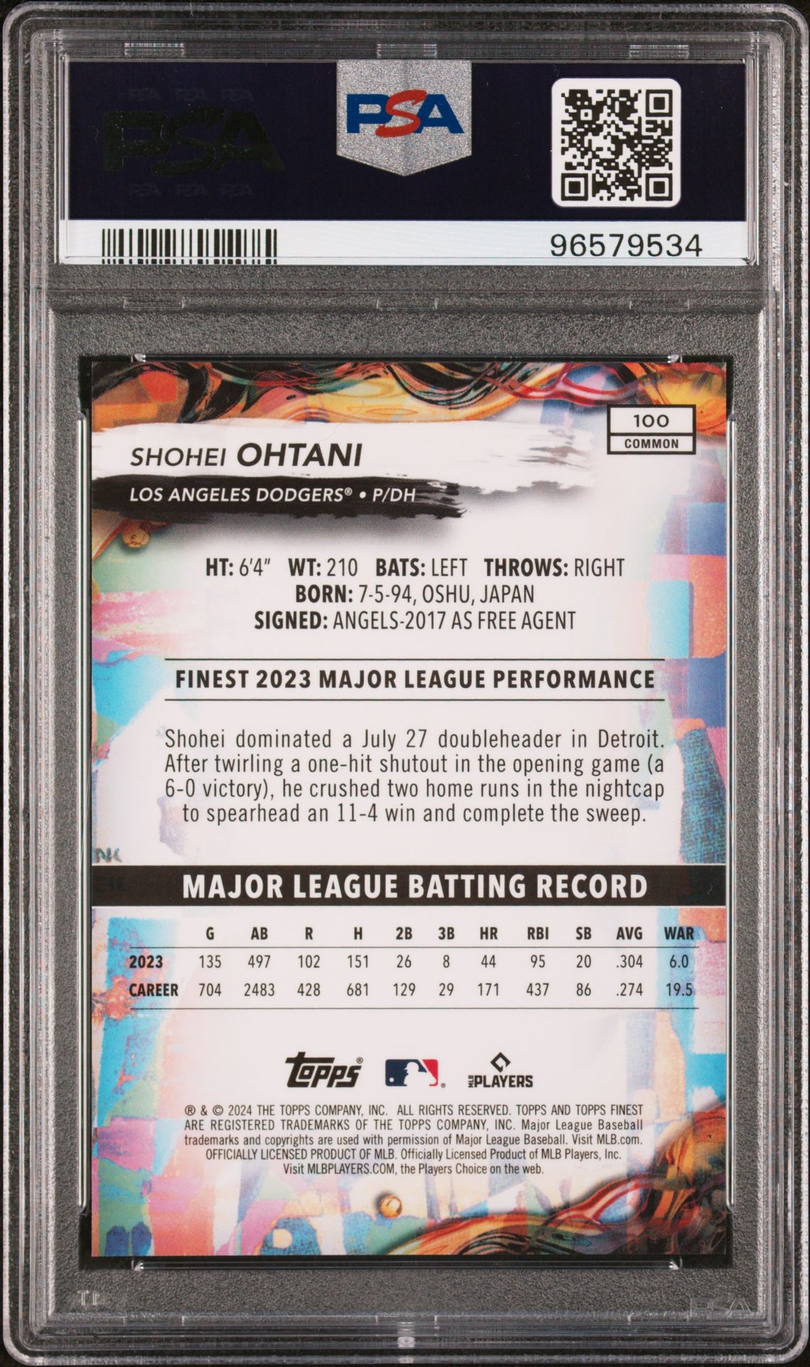 2024 Topps Finest 100 Shohei Ohtani Green Refractor /99