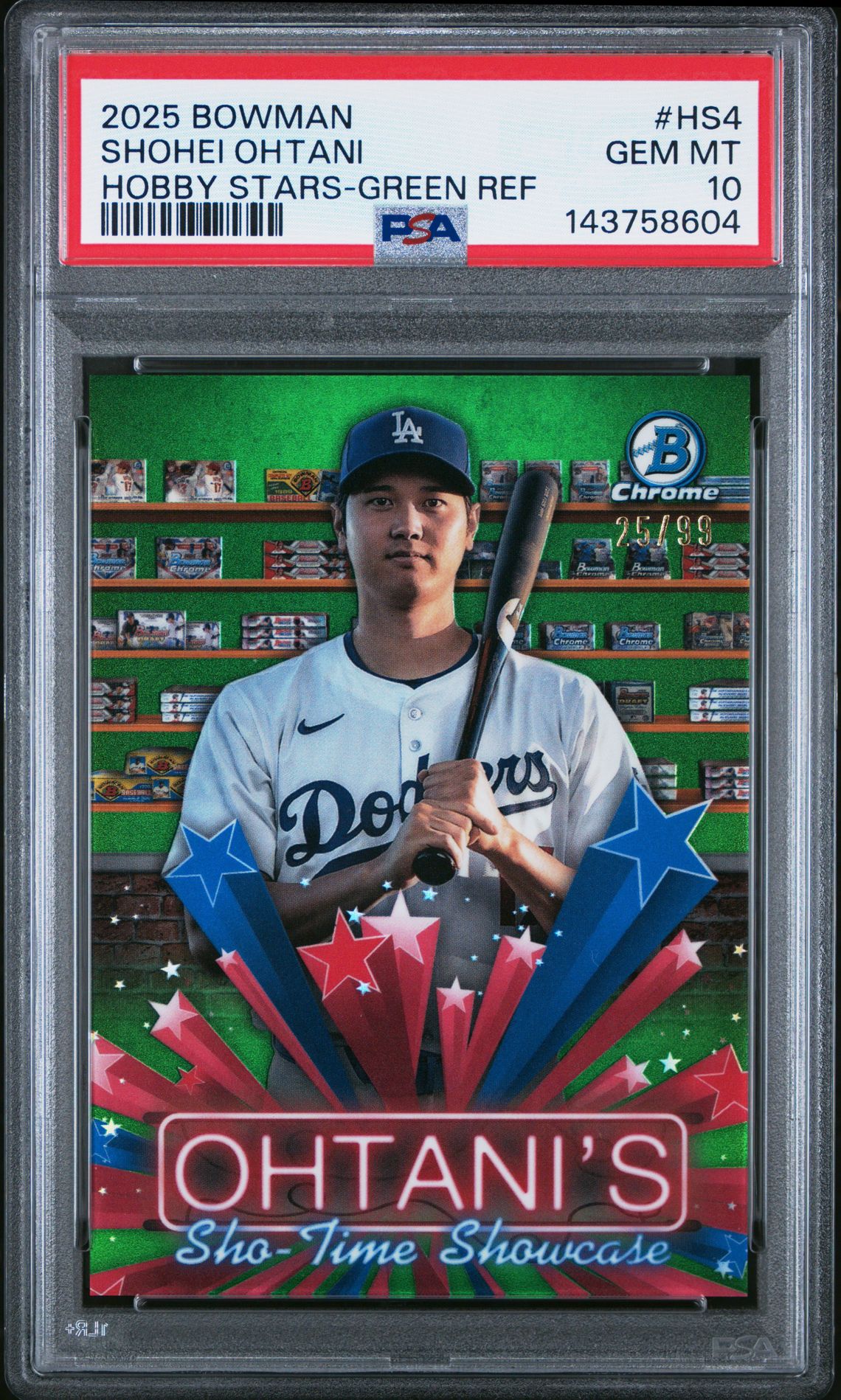 2025 BOWMAN HOBBY STARS #HS4 SHOHEI OHTANI HOBBY STARS-GREEN REF /99