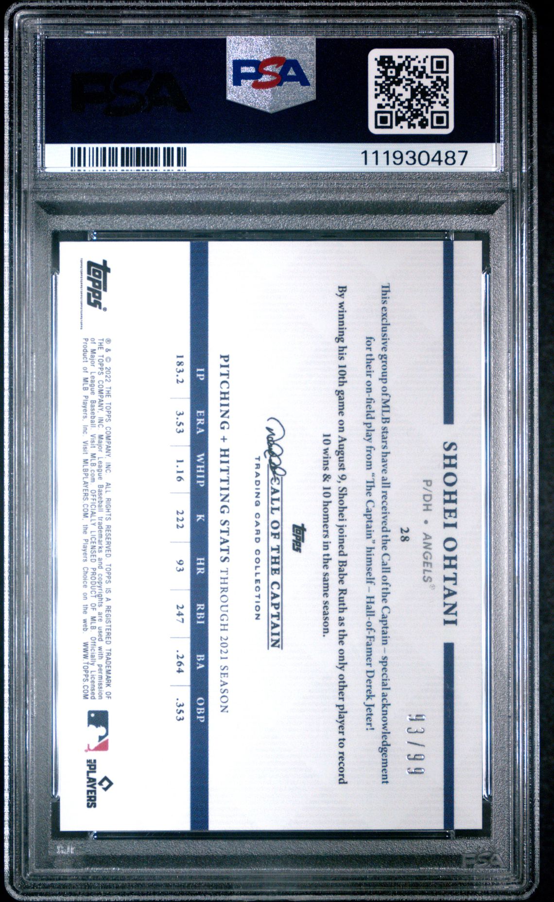 2022 Topps Topps x Derek Jeter Call of the Captain 28 Silver Auto /99