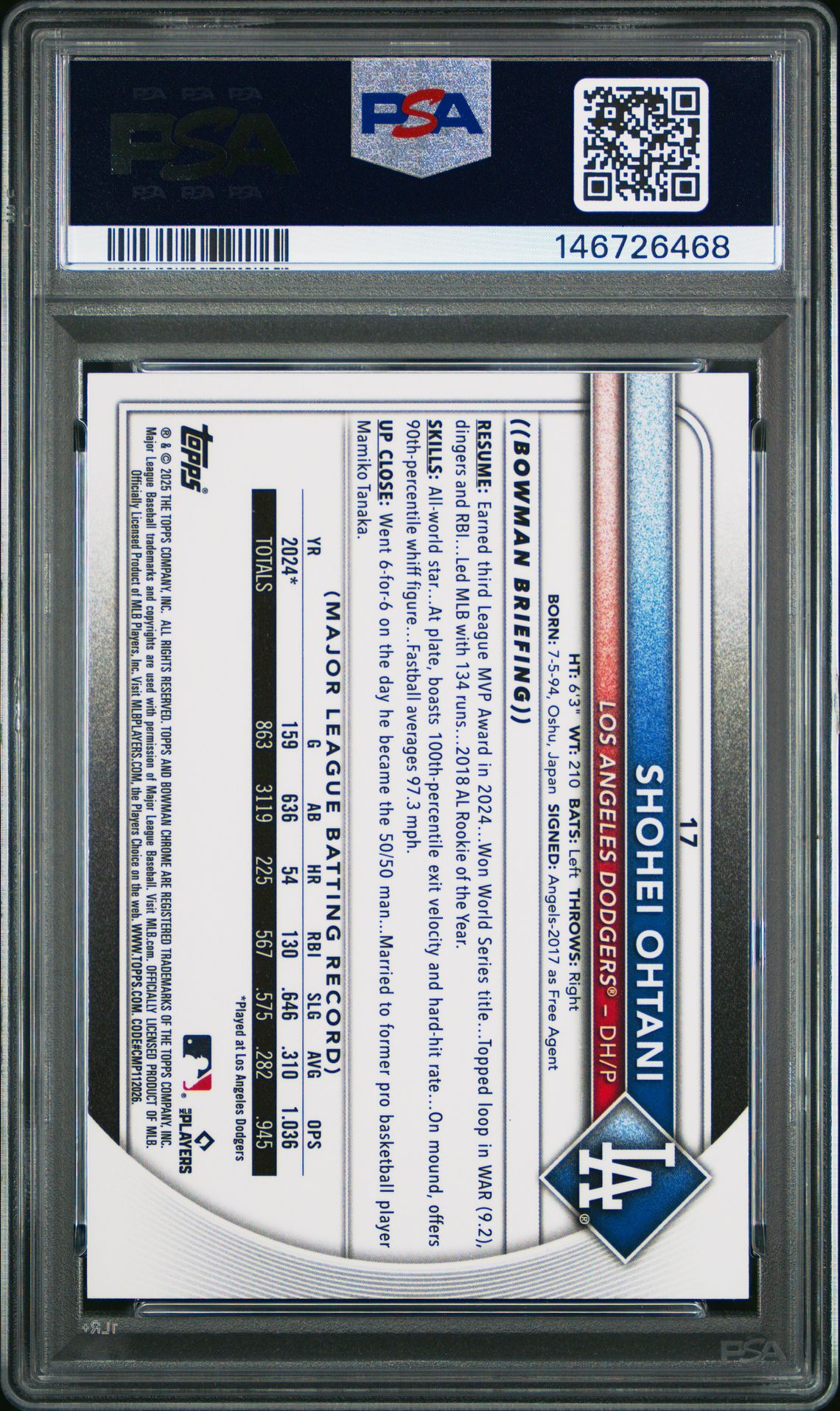 2025 Bowman Chrome #17 Shohei Ohtani Aqua Geometric /199