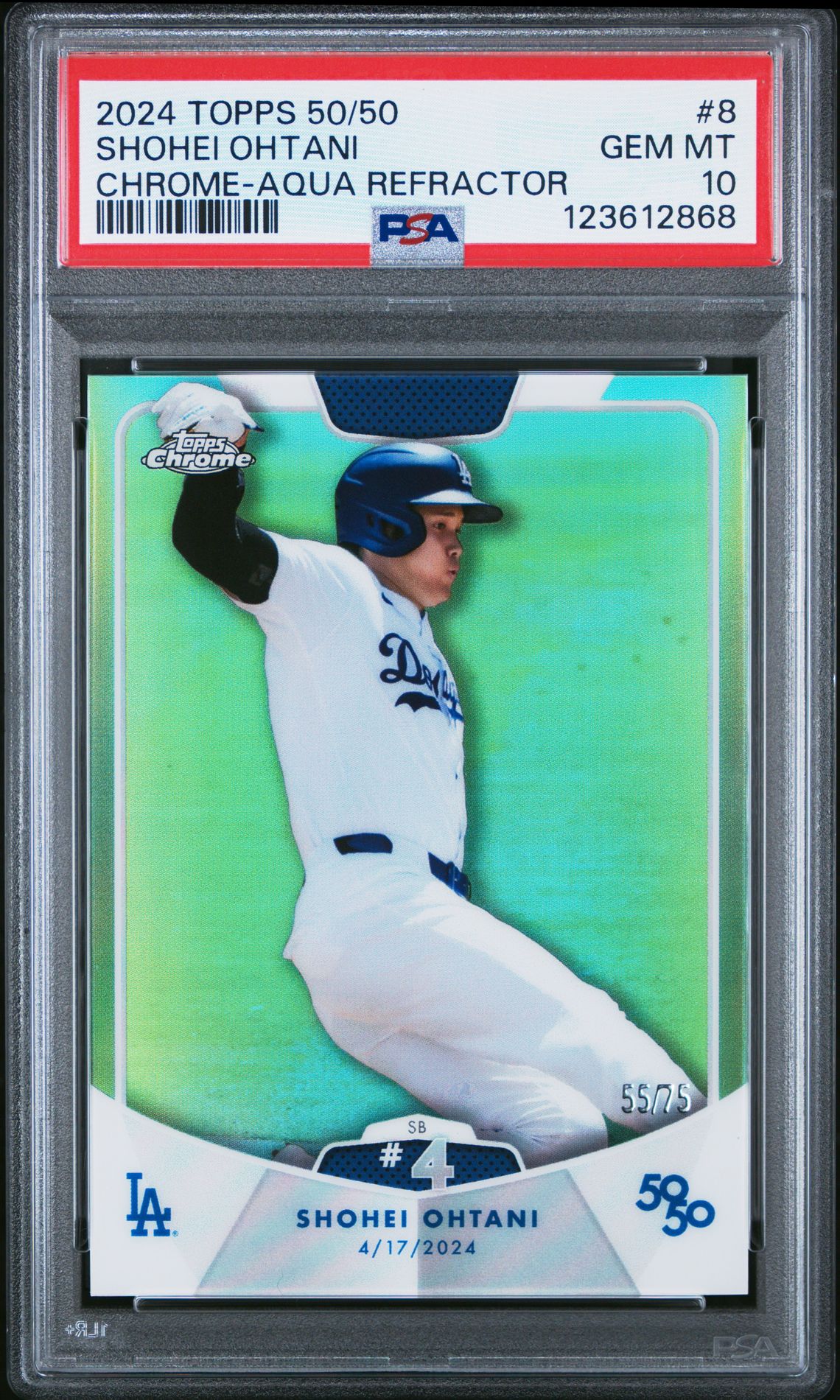 2024 Topps Chrome #8 Shohei Ohtani Chrome Aqua Refractor /75