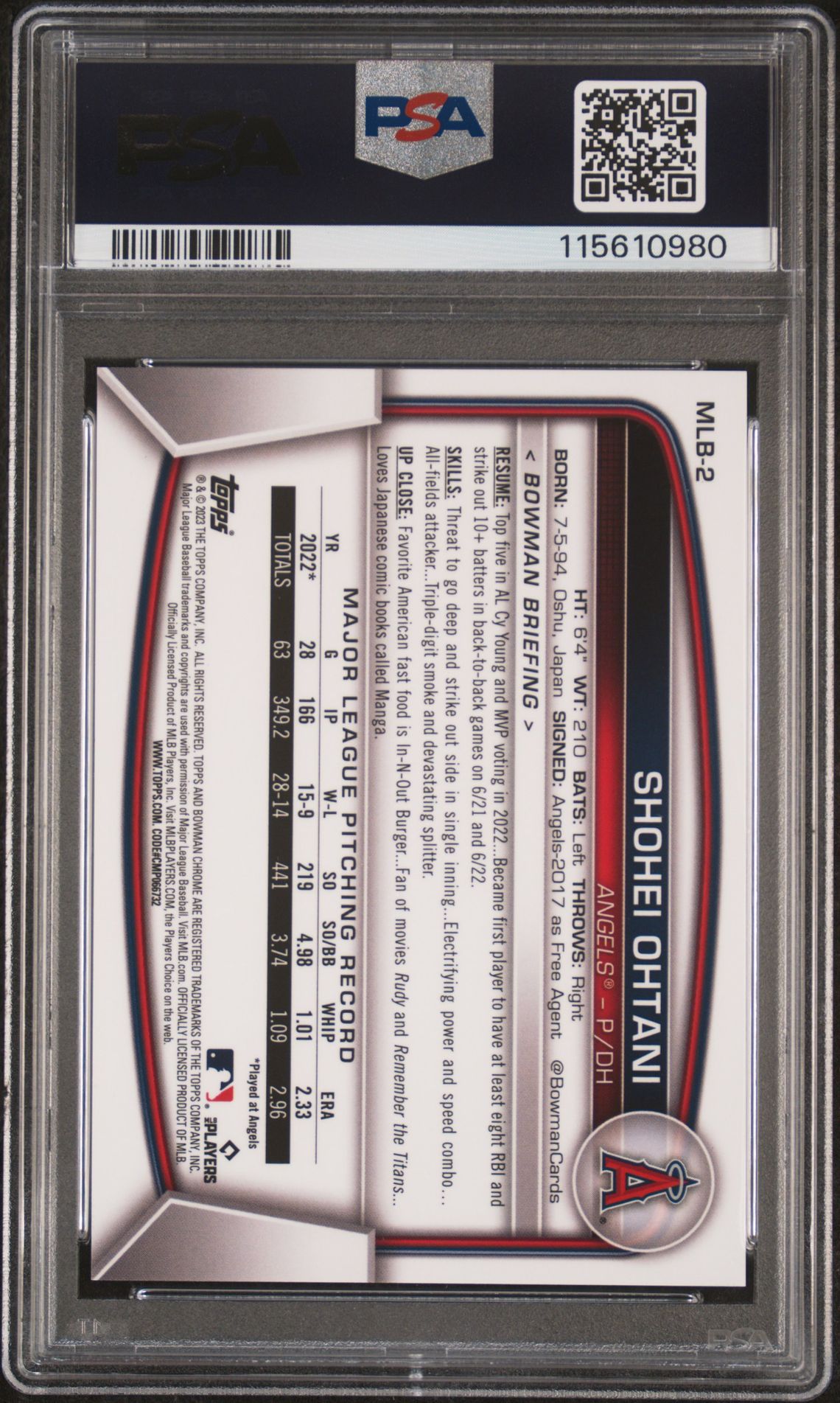 2023 Bowman Chrome NSCC #2 Shohei Ohtani Sparkle Refractor /50
