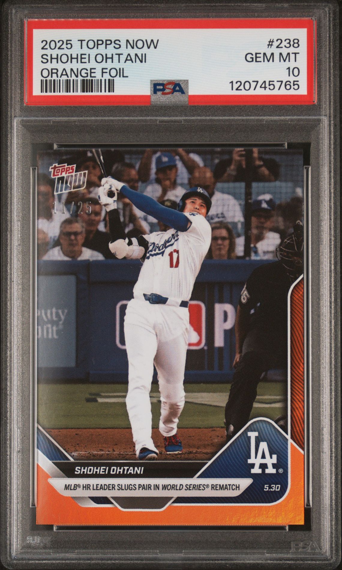 2025 Topps Now 238 Shohei Ohtani Orange Foil /10