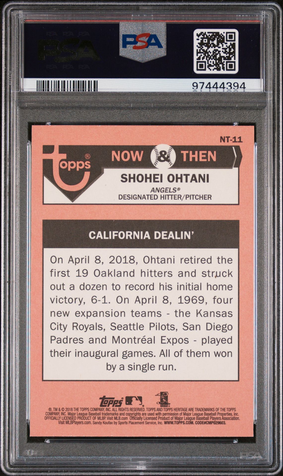 2018 Topps Heritage NT-11 Shohei Ohtani Now & Then