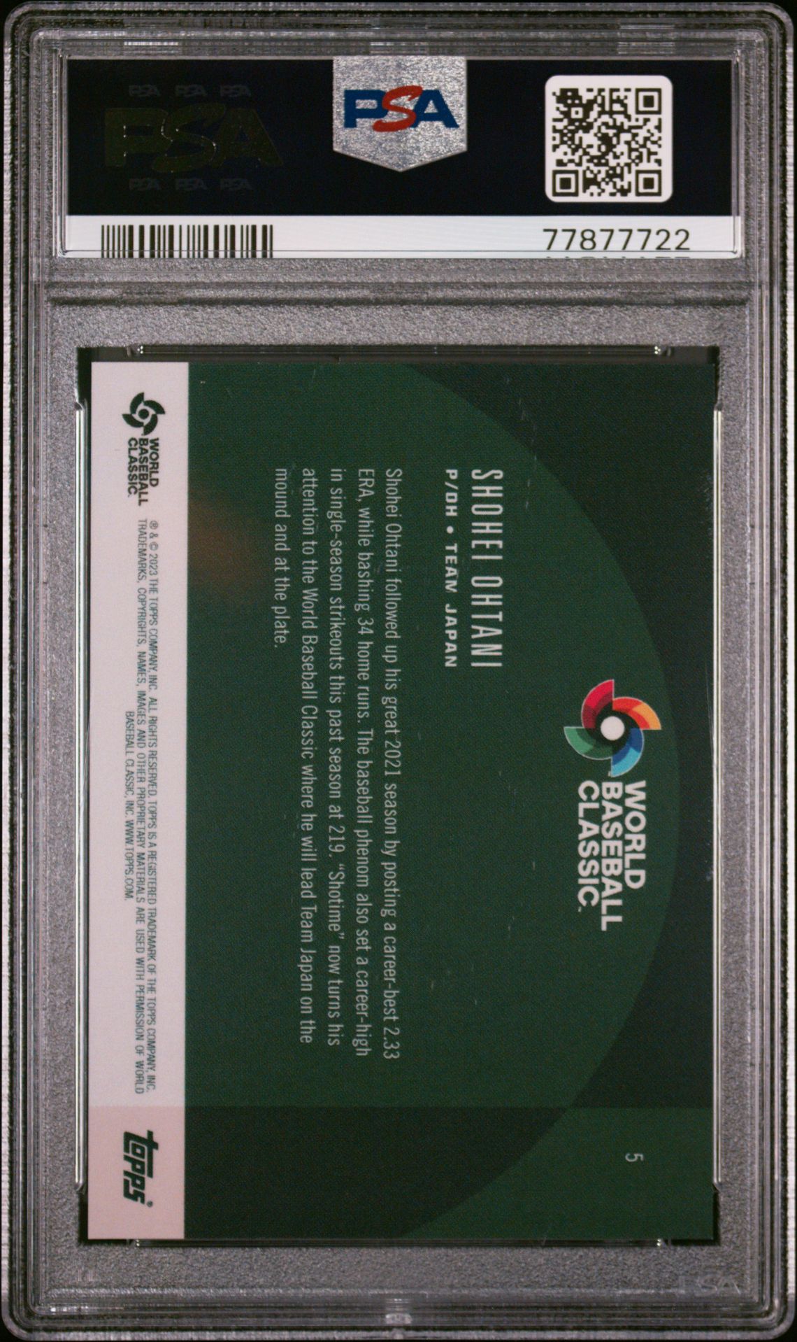 2023 Topps WBC Global Stars #5 Shohei Ohtani Green /75