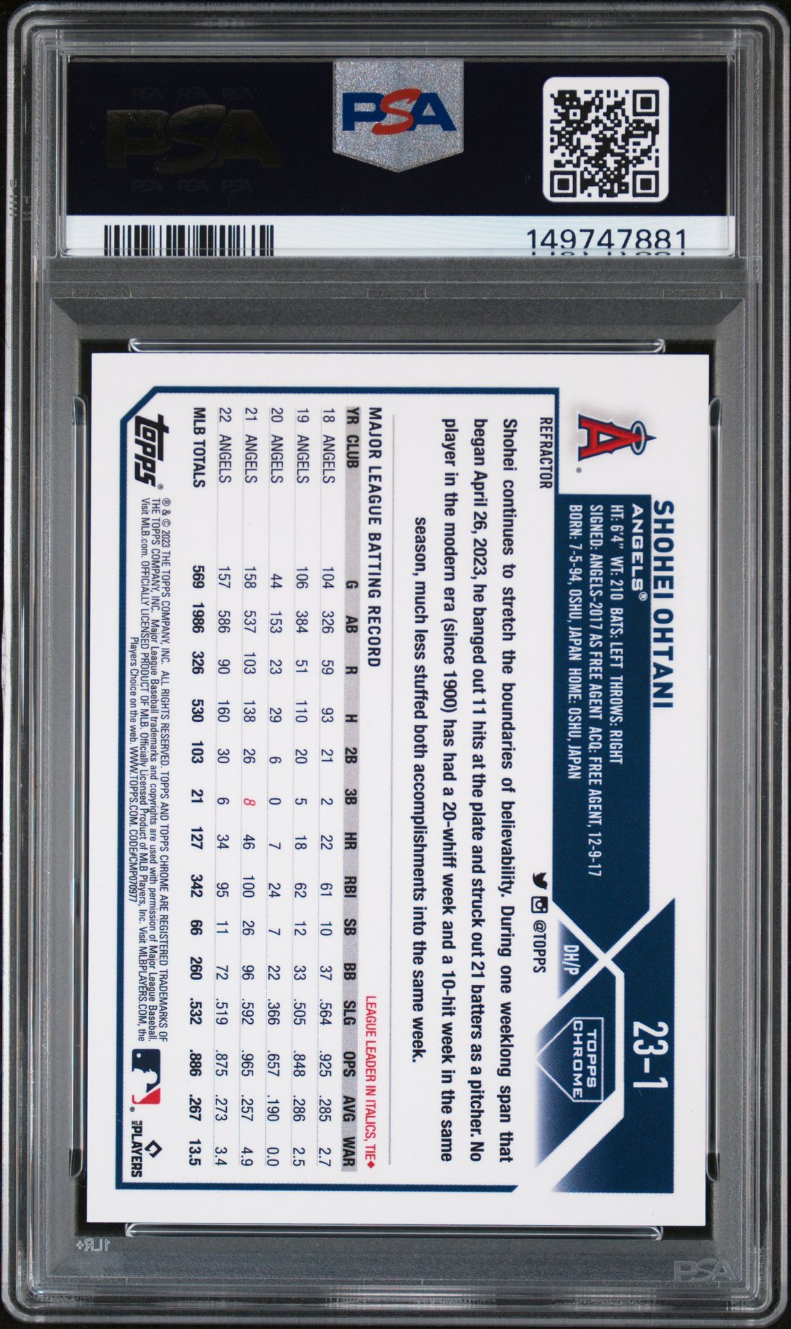 2023 Topps Chrome Lids 23-1 2023 Design-Refractor /99