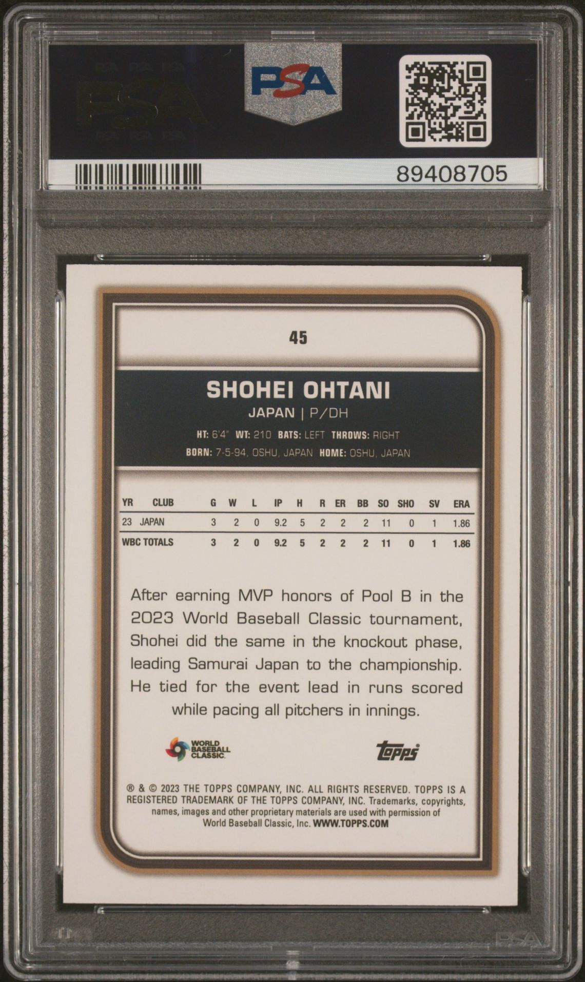 2023 Topps WBC #45 Shohei Ohtani Image Variation