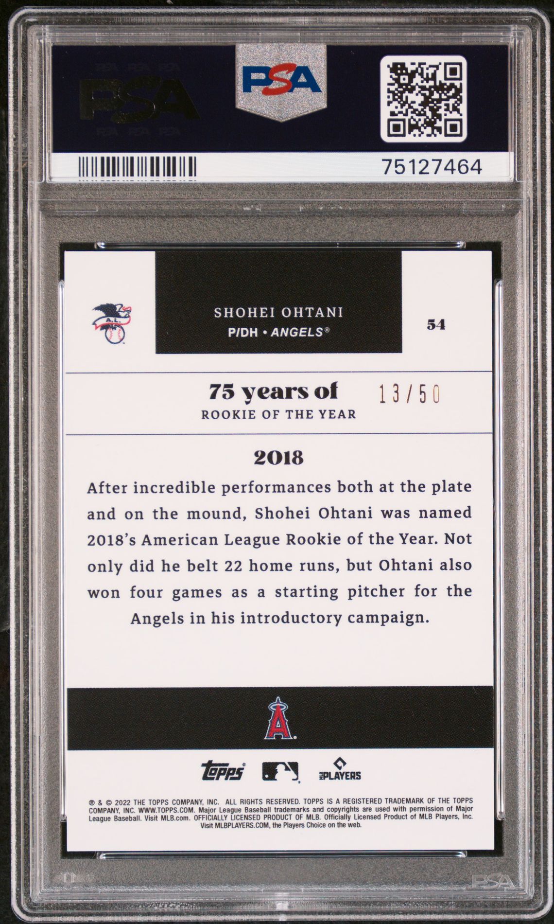 2022 Topps MLB ROY 75th Anniversary Emerald #54 /50