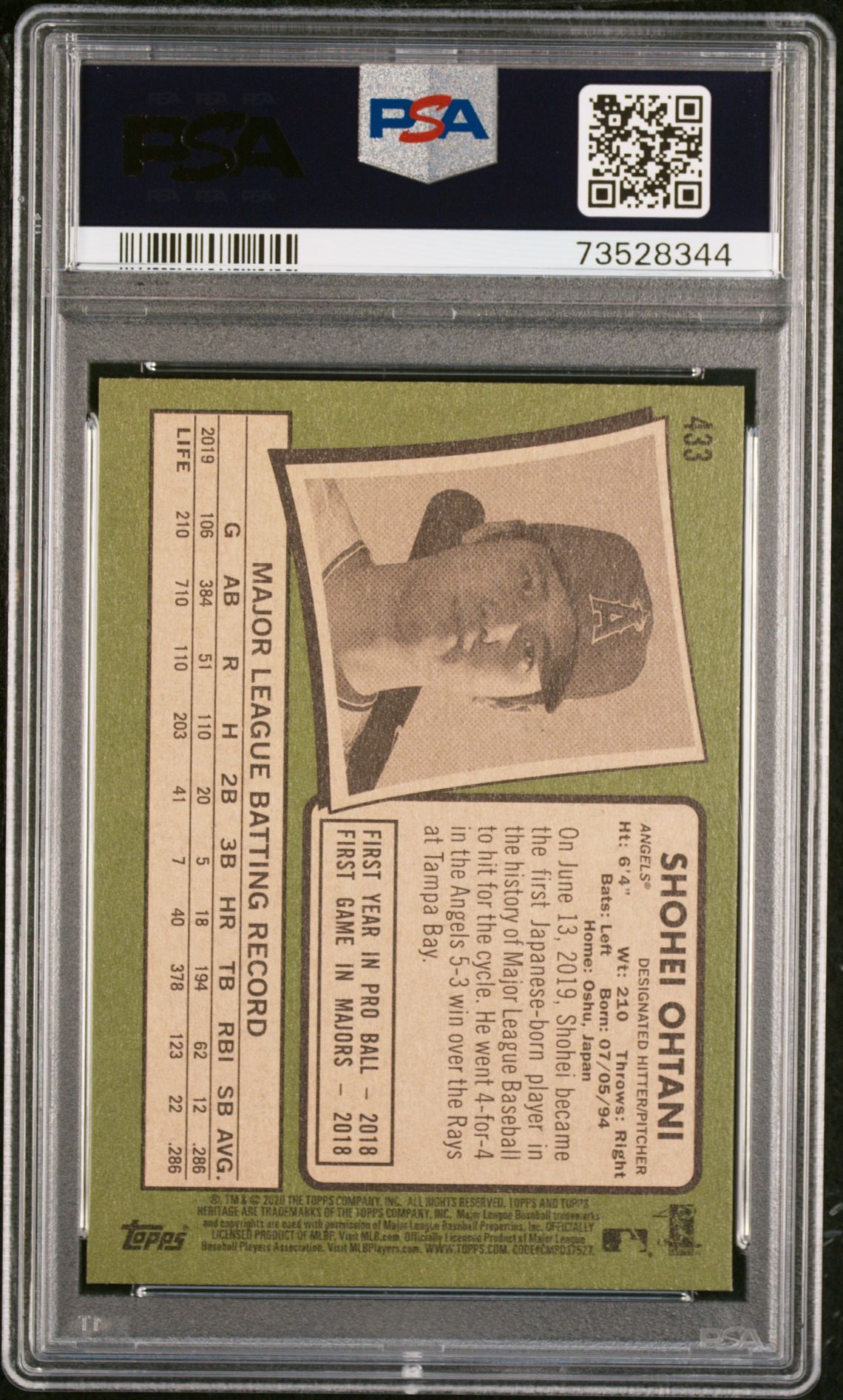 2020 Topps Heritage 433 Shohei Ohtani
