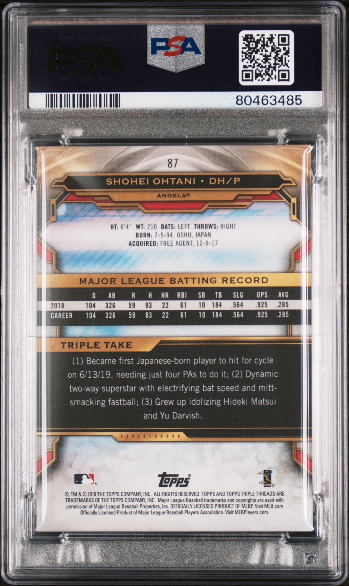 2019 Topps Triple Threads 87 Gold /99