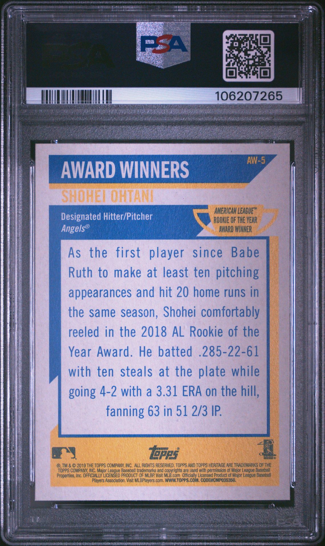 2019 Topps Heritage AW-5 Award Winners