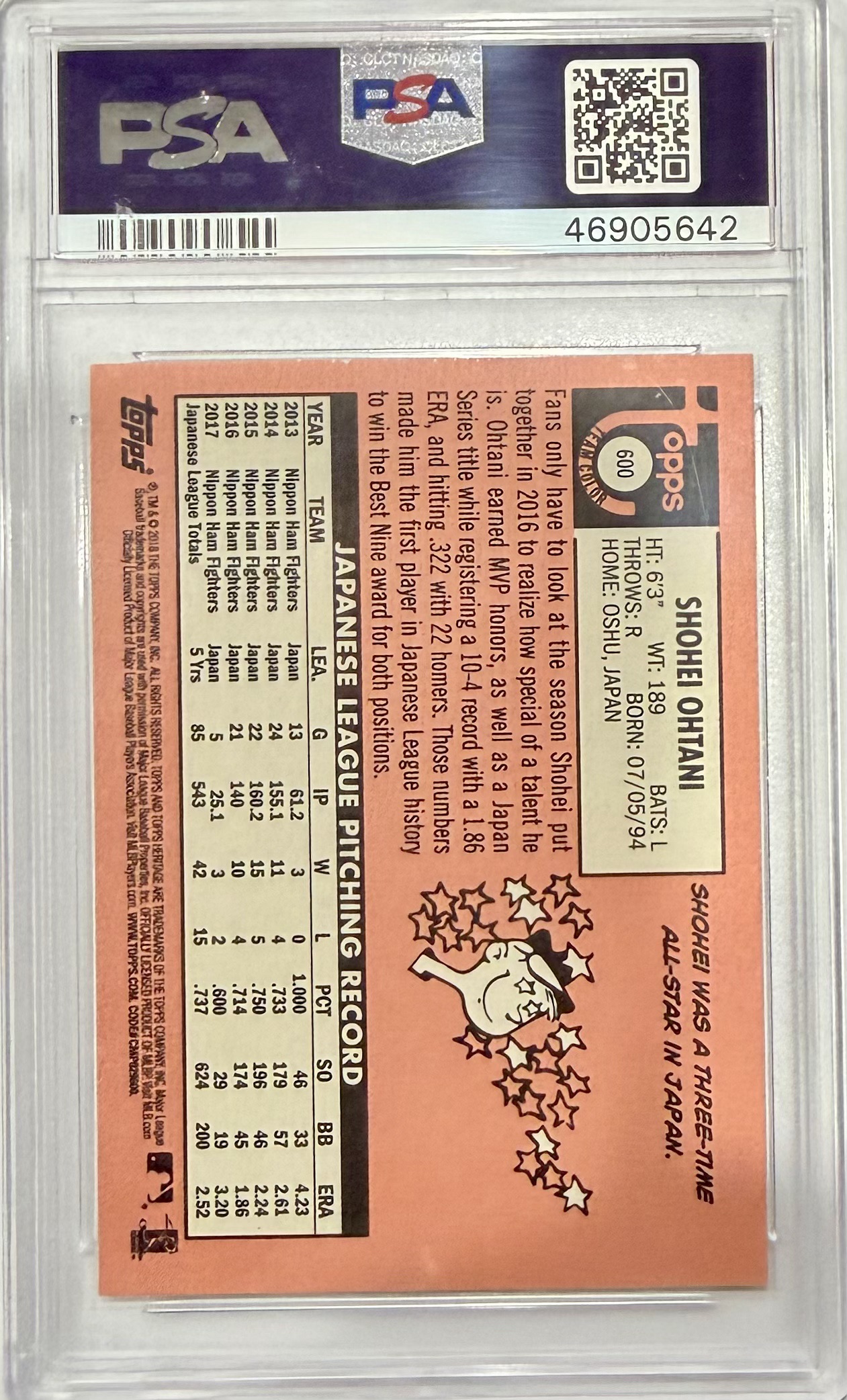2018 Topps Heritage #600 Shohei Ohtani Color Swap