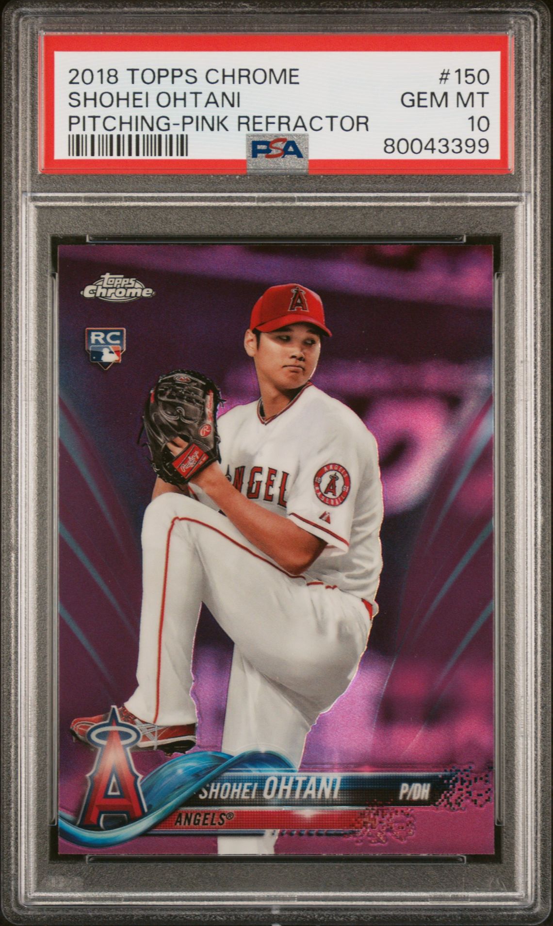 2018 Topps Chrome 150 Shohei Ohtani Pitching Pink Refractor