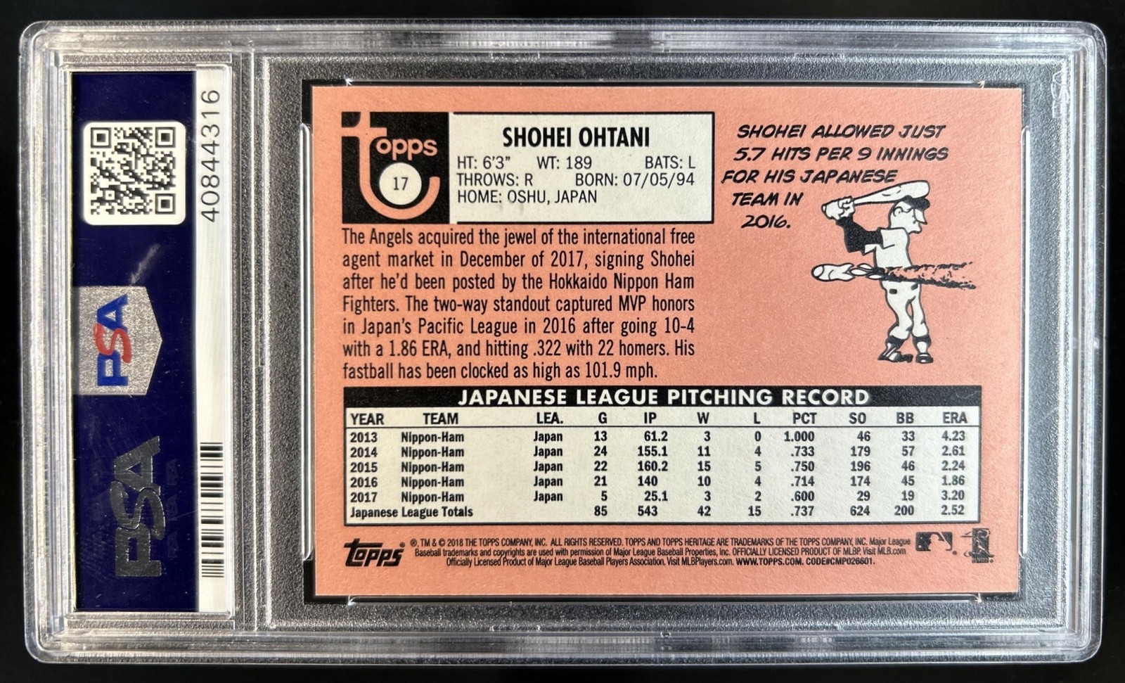 2018 Topps Heritage #17 Shohei Ohtani Rookie