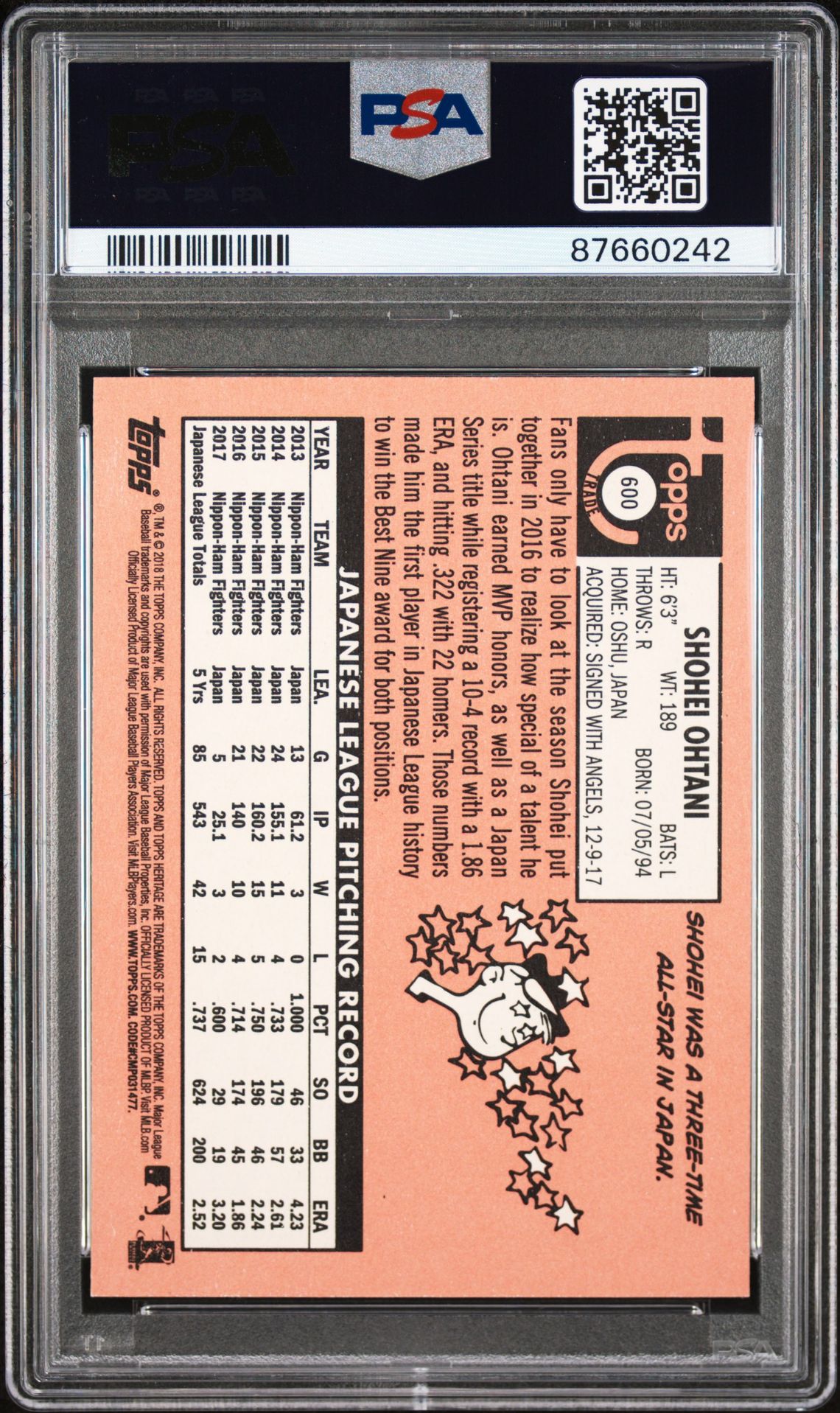 2018 Topps Heritage 600 Shohei Ohtani