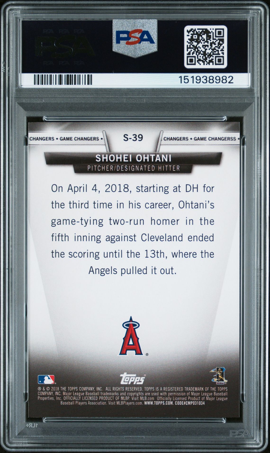 2018 Topps Update S-39 Shohei Ohtani Salute