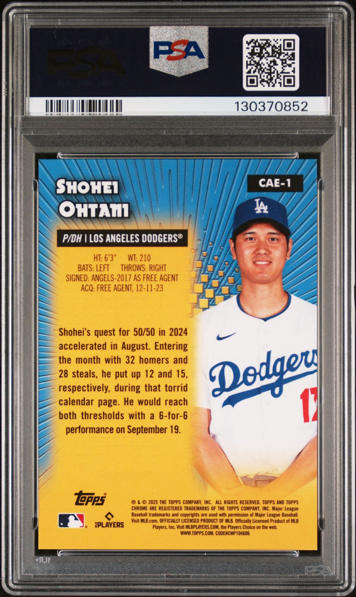 2025 Topps Chrome CAE1 All Etch-Black Refractor /10