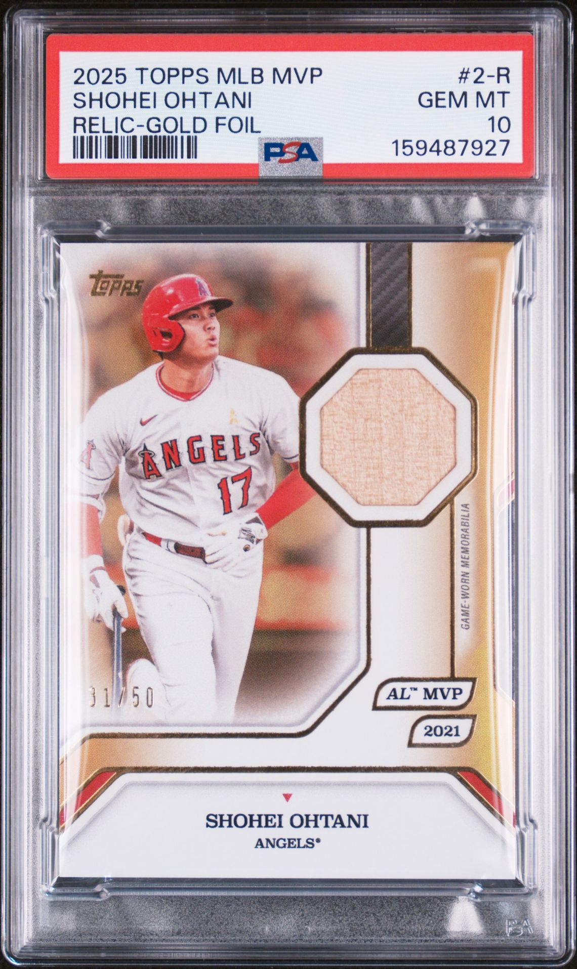 2025 Topps MLB MVP #2-R Shohei Ohtani Relic-Gold Foil /50