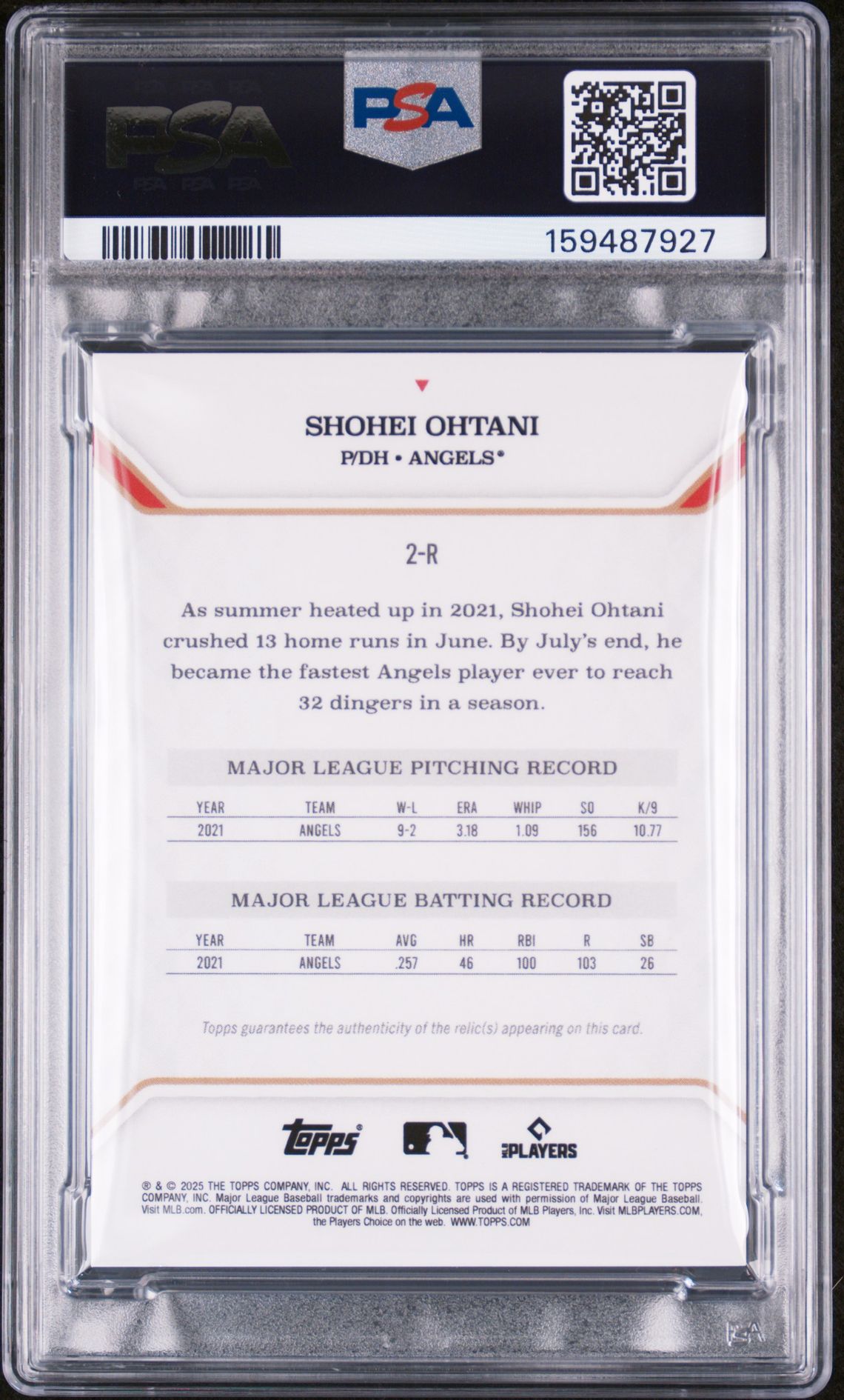 2025 Topps MLB MVP #2-R Shohei Ohtani Relic-Gold Foil /50