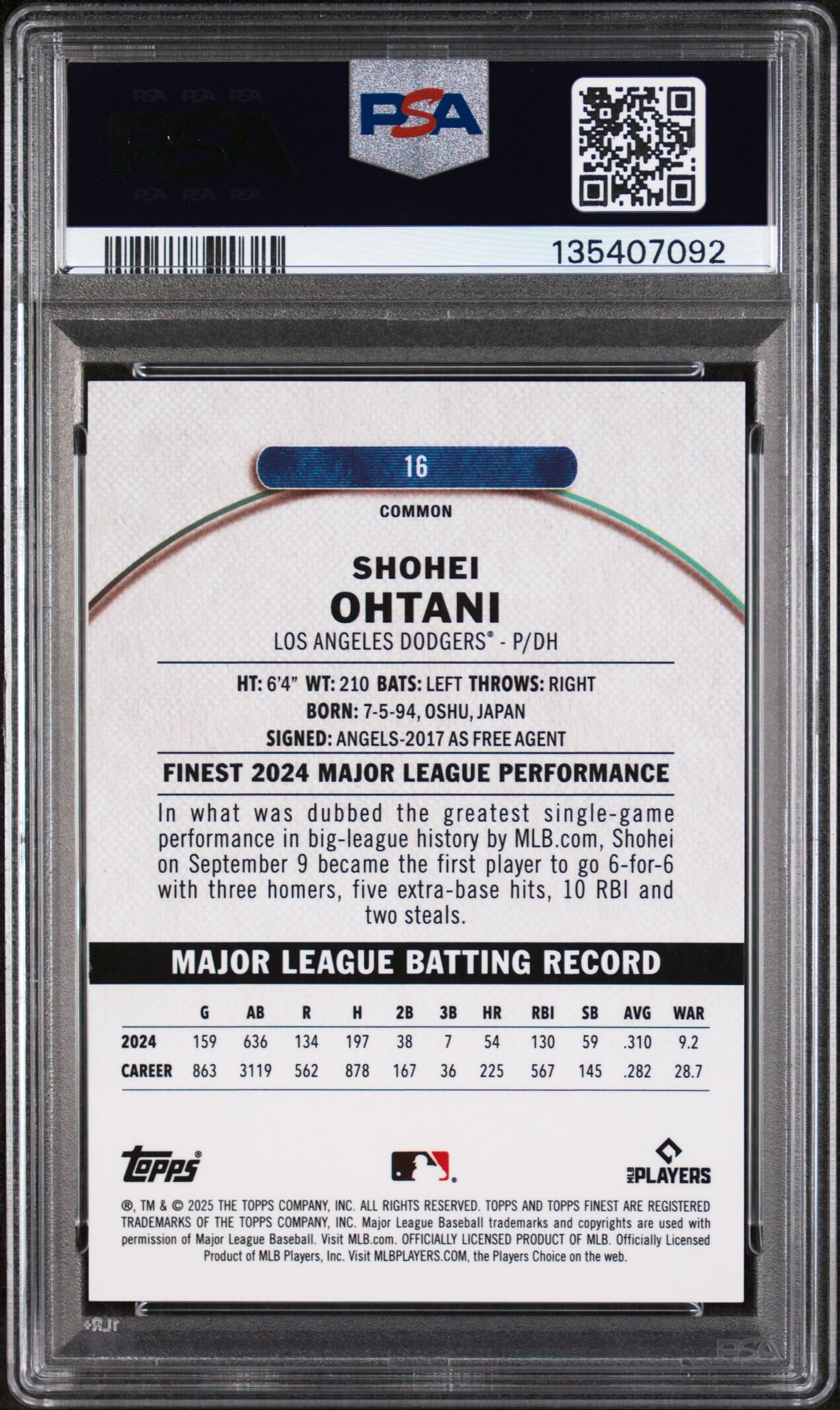 2025 Topps Finest 16 Black Refractor /20