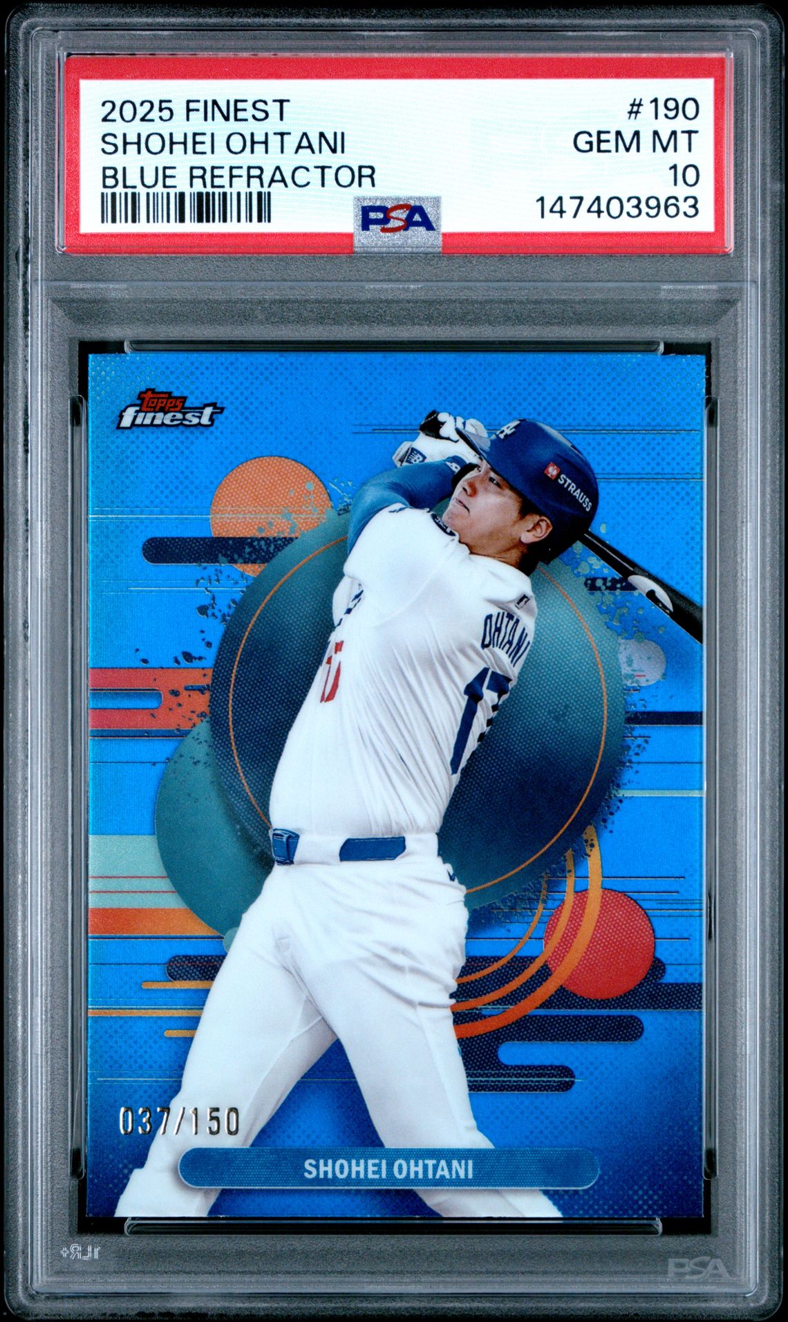 2025 Topps Finest 190 Shohei Ohtani Blue Refractor /150