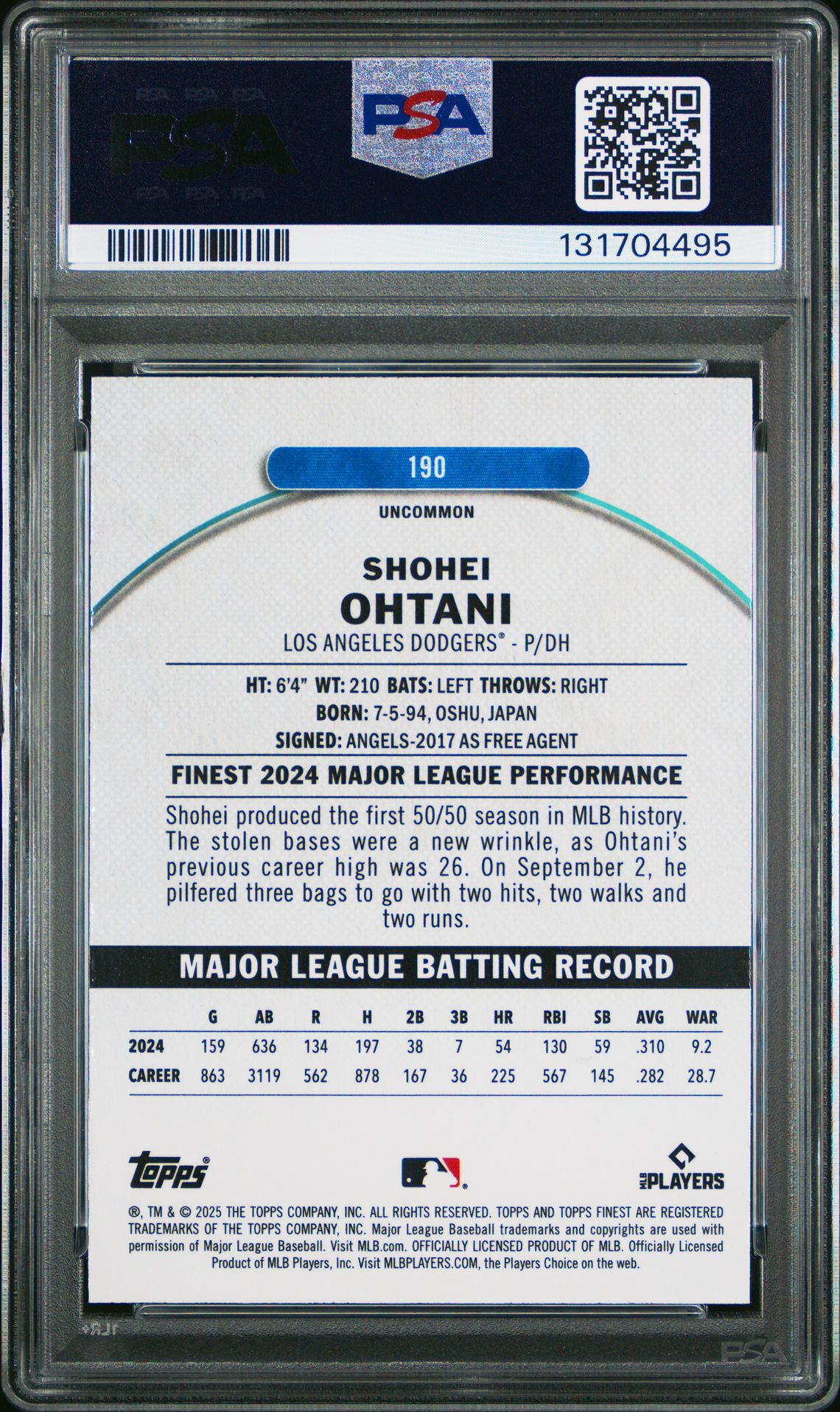2025 Topps Finest 190 Blue Refractor /150