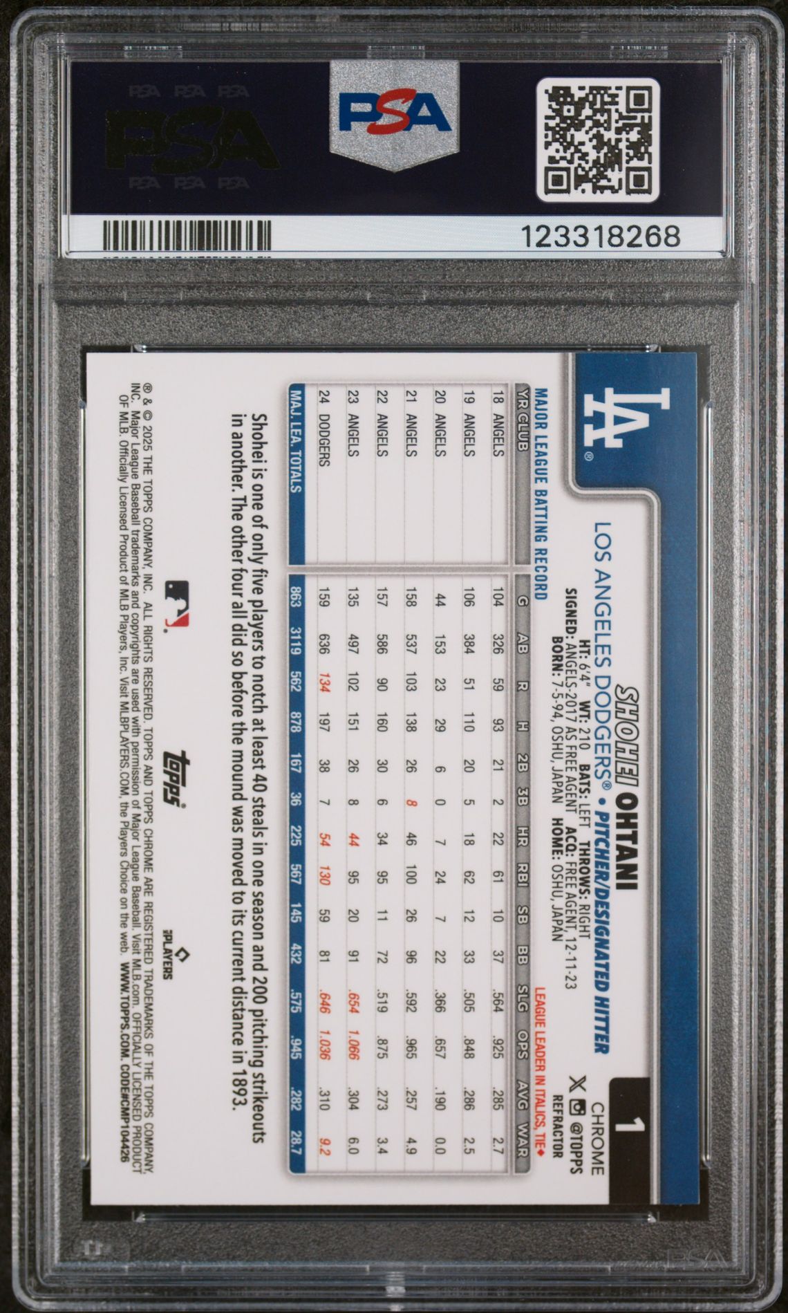 2025 Topps Chrome #1 Shohei Ohtani Refractor