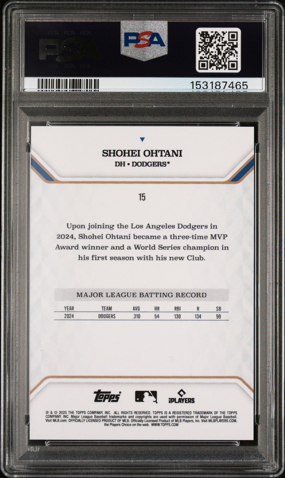 2025 Topps MVP Collection #15 Shohei Ohtani Purple Foil /75