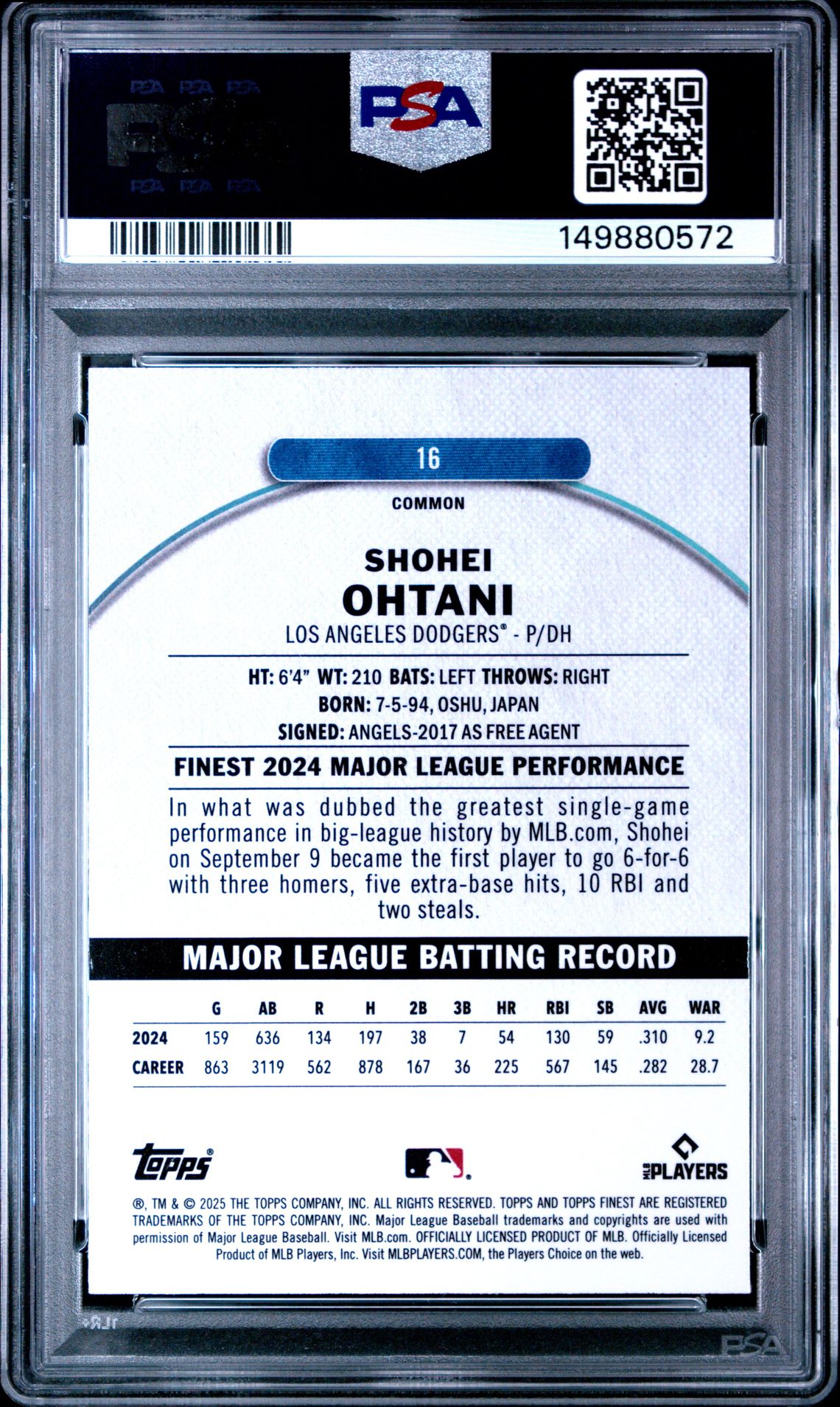 2025 Topps Finest 16 Sky Blue Refractor /325