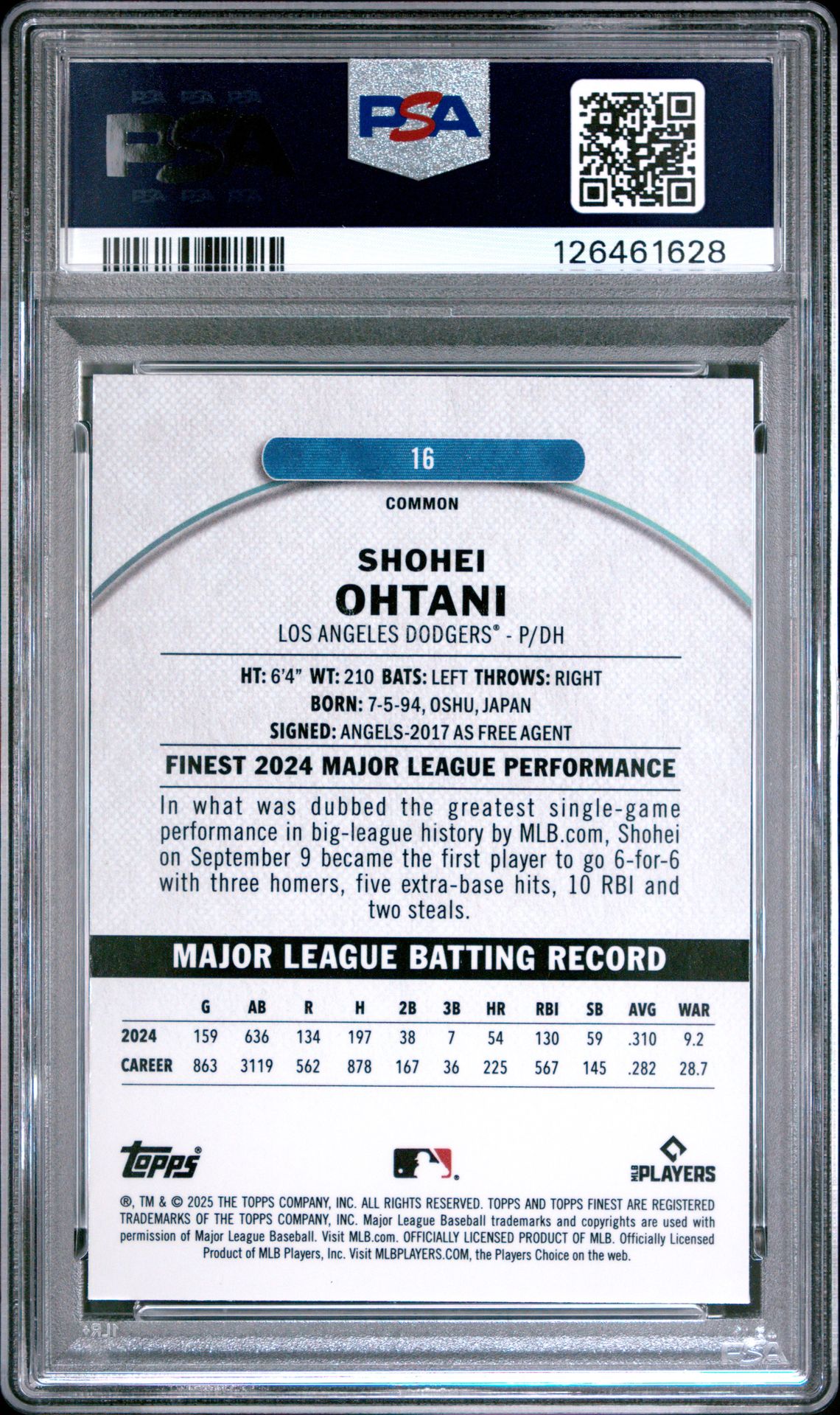 2025 Topps Finest #16 Shohei Ohtani Checkerboard Refractor
