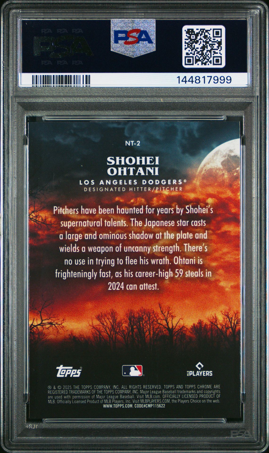 2025 Topps Chrome Update #2 Shohei Ohtani Night Terrors