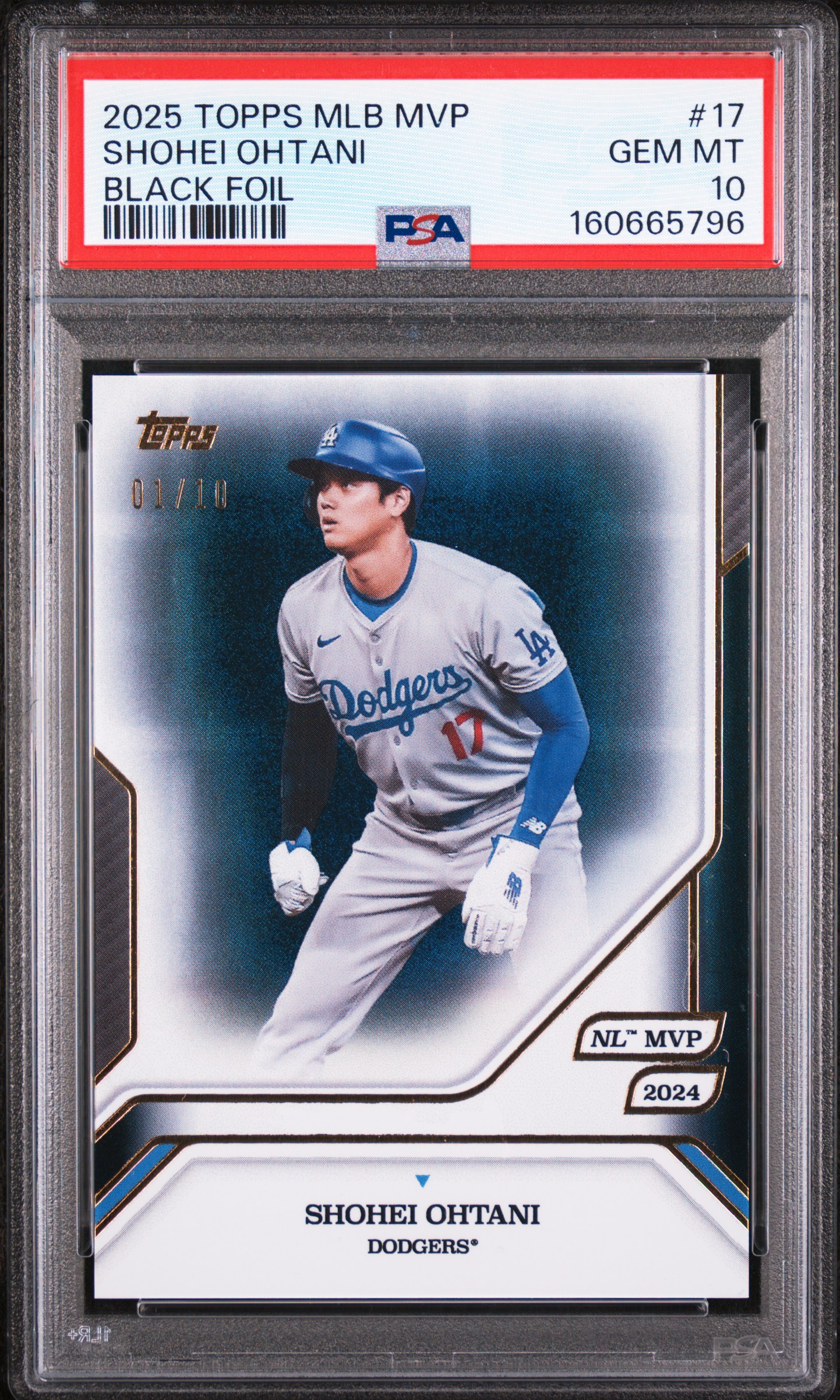2025 TOPPS MLB MVP COLLECTION #17 SHOHEI OHTANI BLACK FOIL 01/10