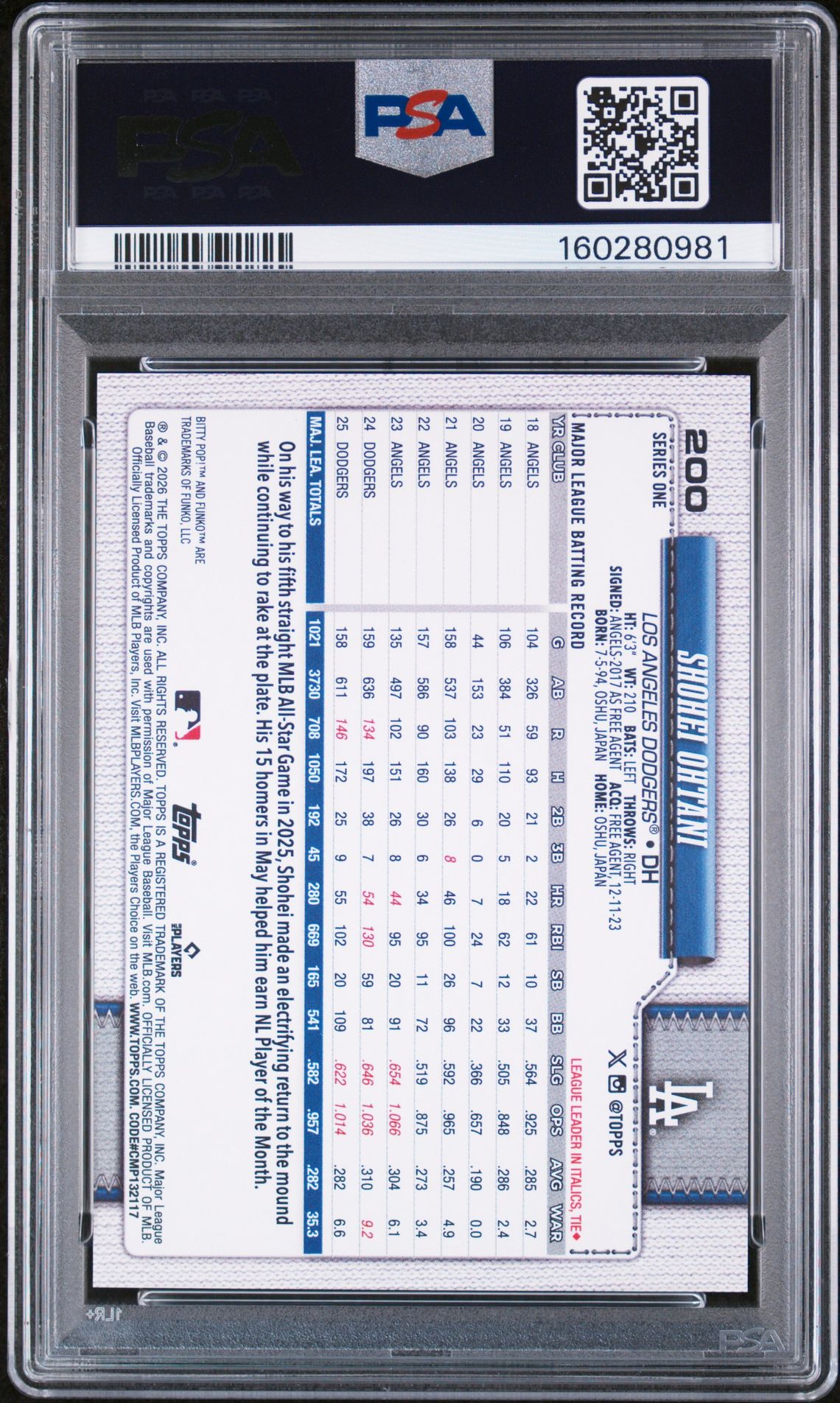 2026 Topps Shohei Ohtani #200 Funko Base Card