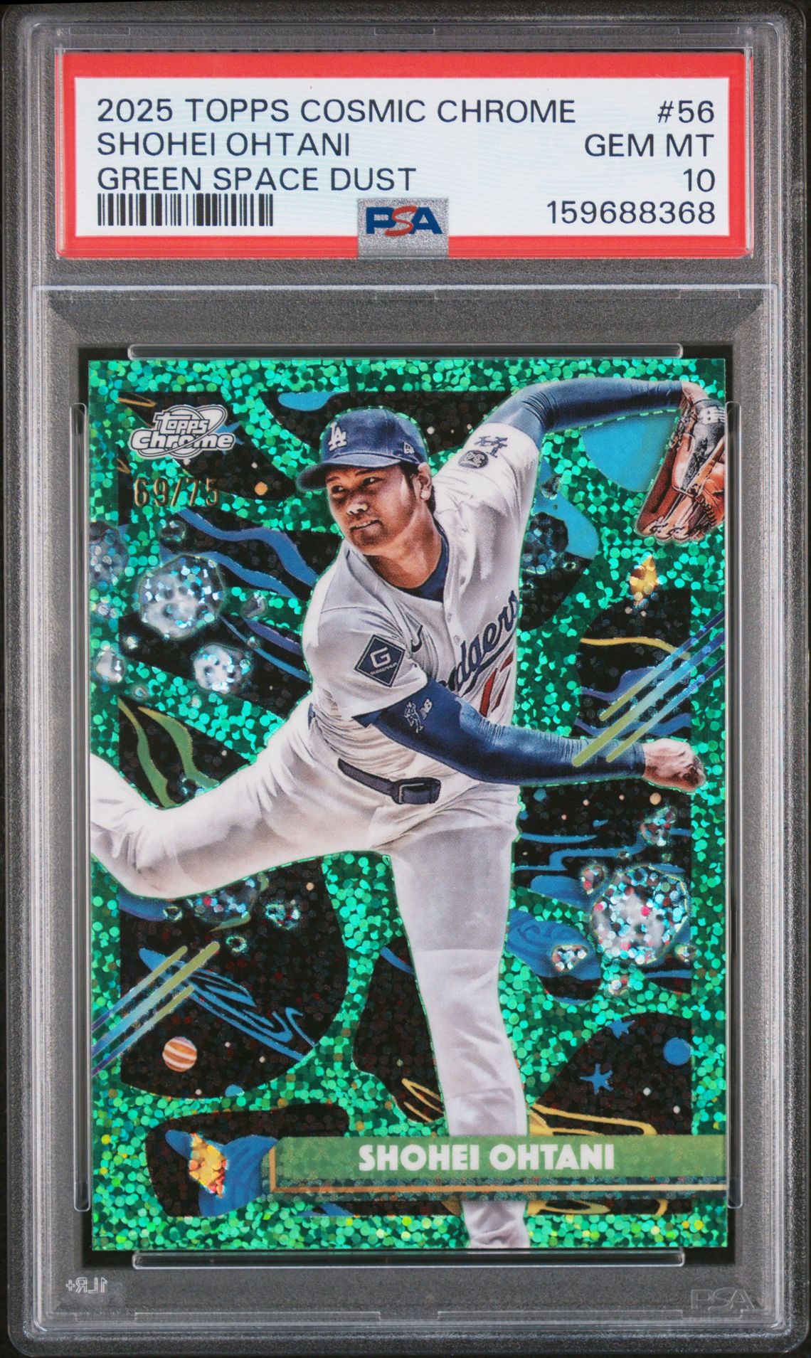 2025 Topps Cosmic Chrome 56 Green Space Dust /75