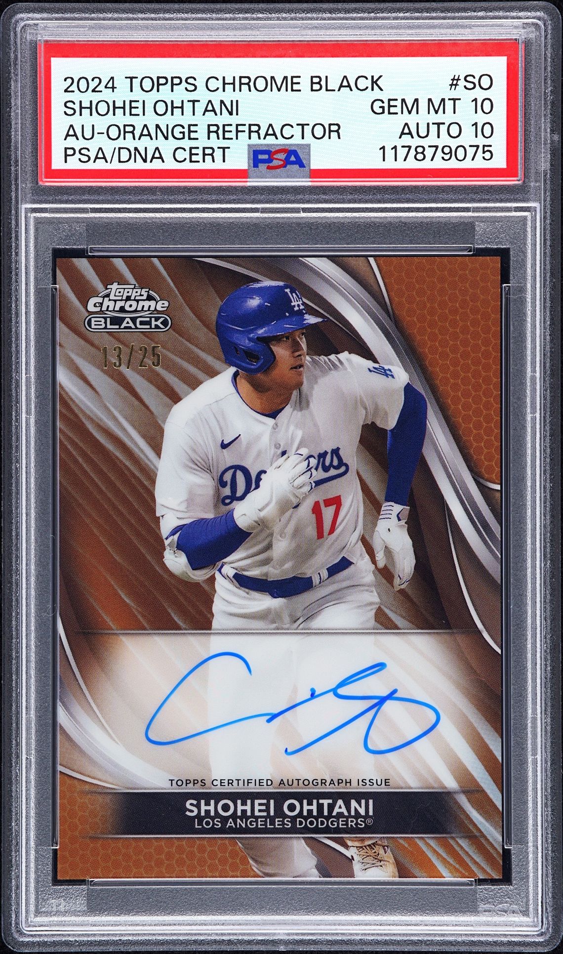 2024 Topps Chrome Black SO Shohei Ohtani AU-Orange Refractor Auto /25