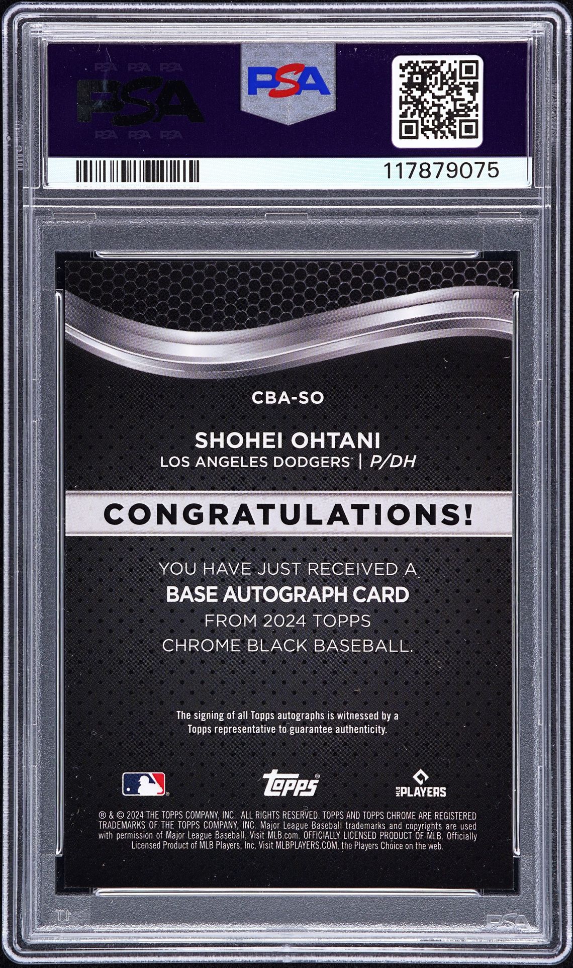 2024 Topps Chrome Black SO Shohei Ohtani AU-Orange Refractor Auto /25