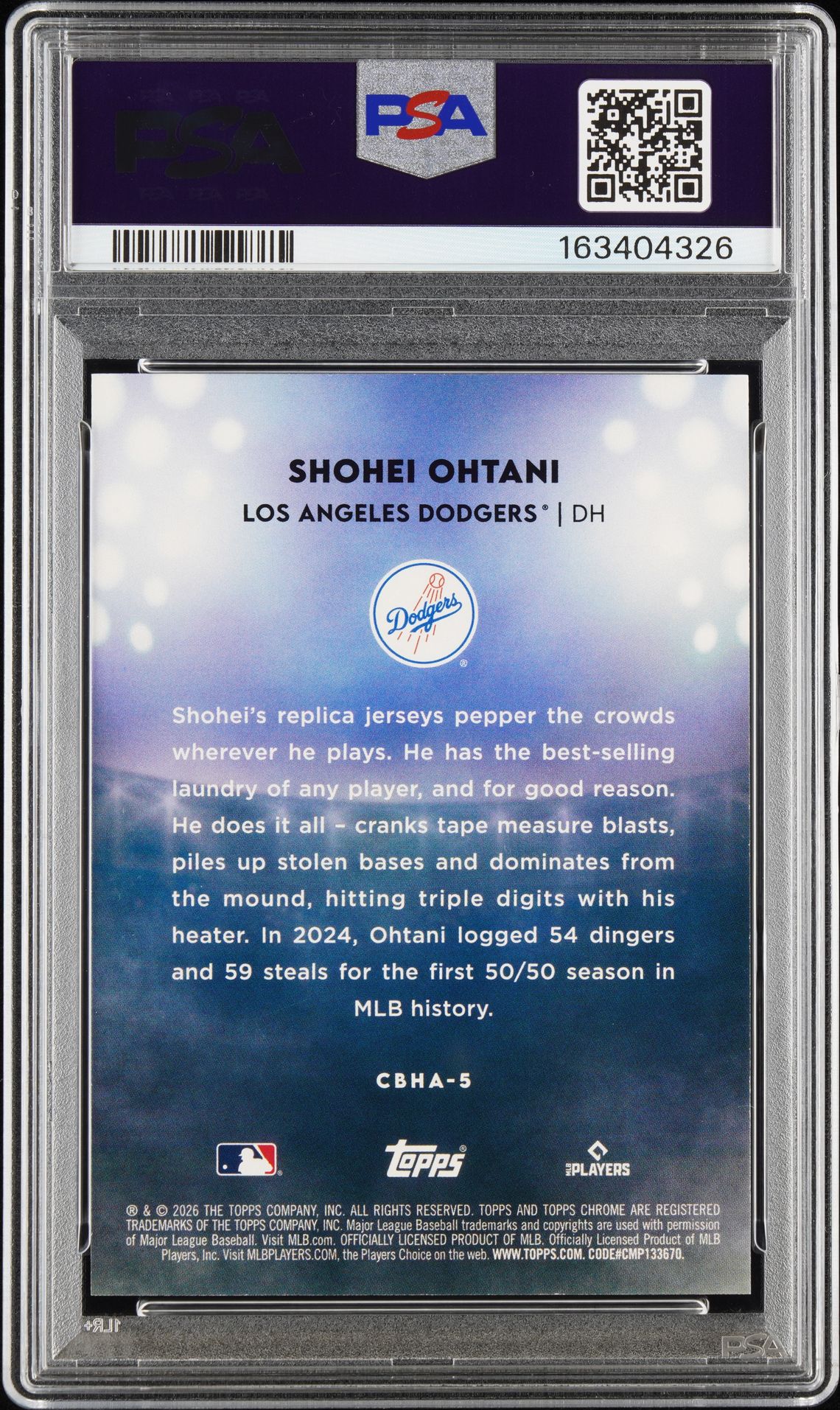 2026 Topps Chrome Black #5 Shohei Ohtani Home Field /50