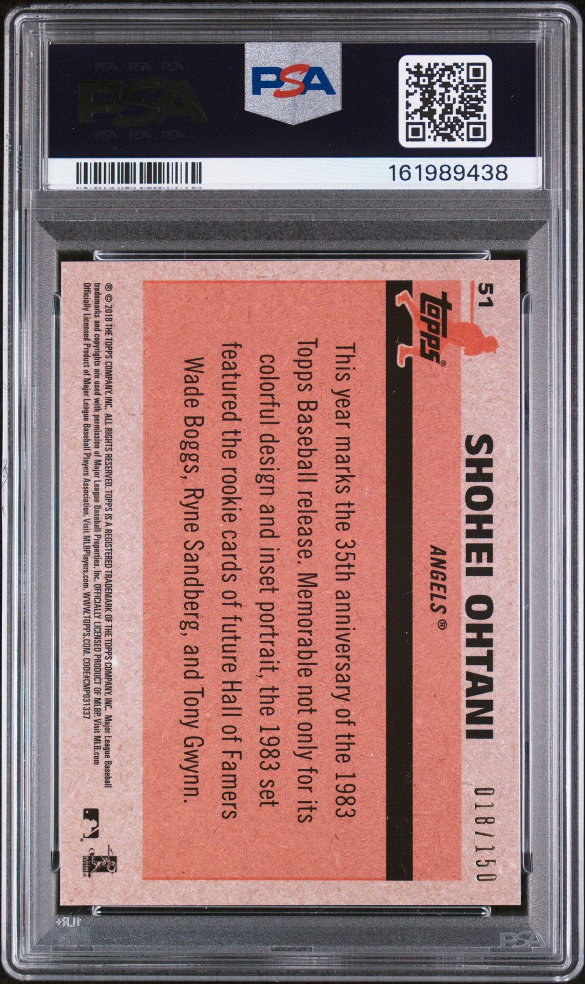 2018 Topps Silver Pack #51 Shohei Ohtani '83 Chrome Promo-Blue Ref. /150
