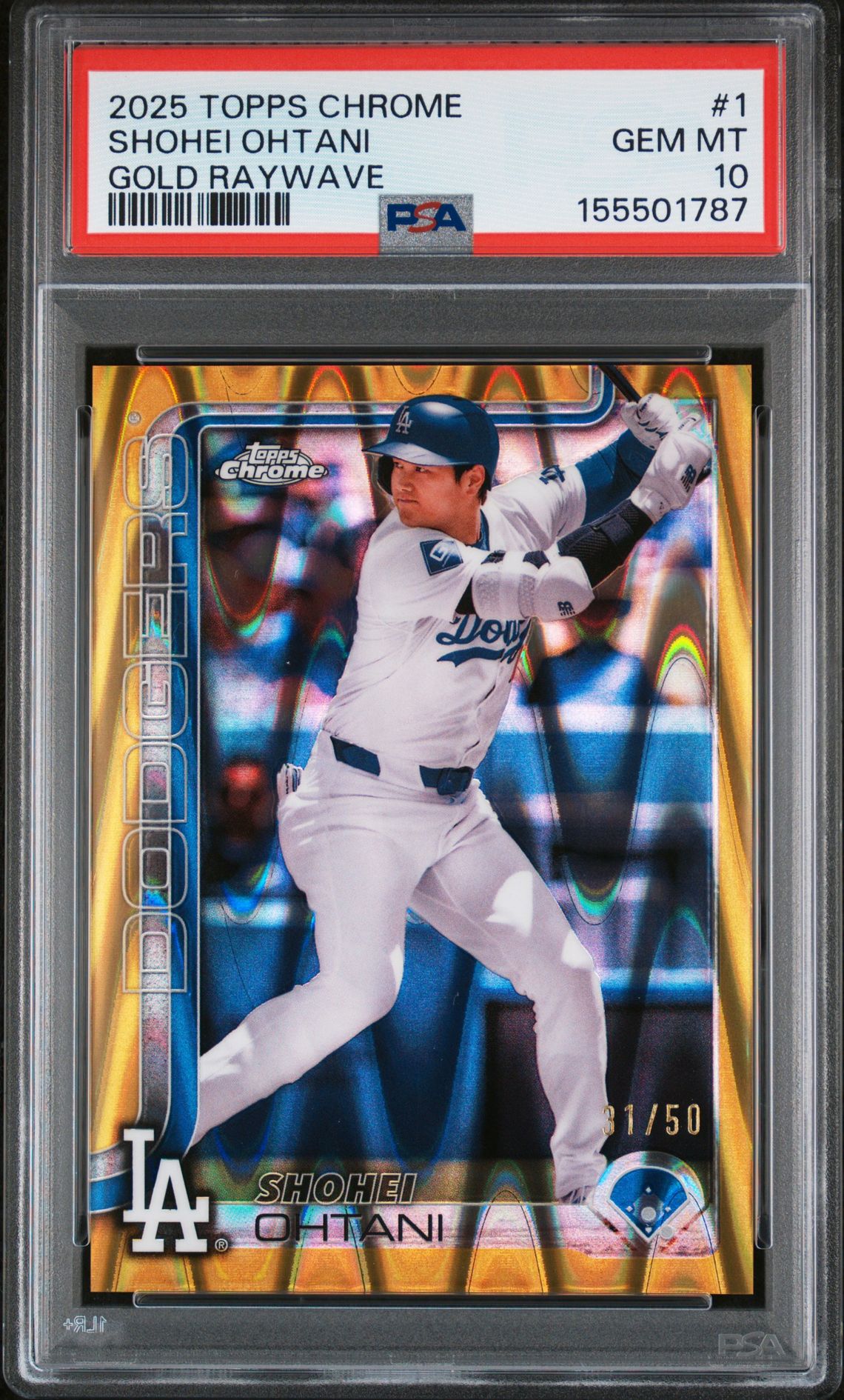 2025 Topps Chrome #1 Shohei Ohtani Gold Raywave /50