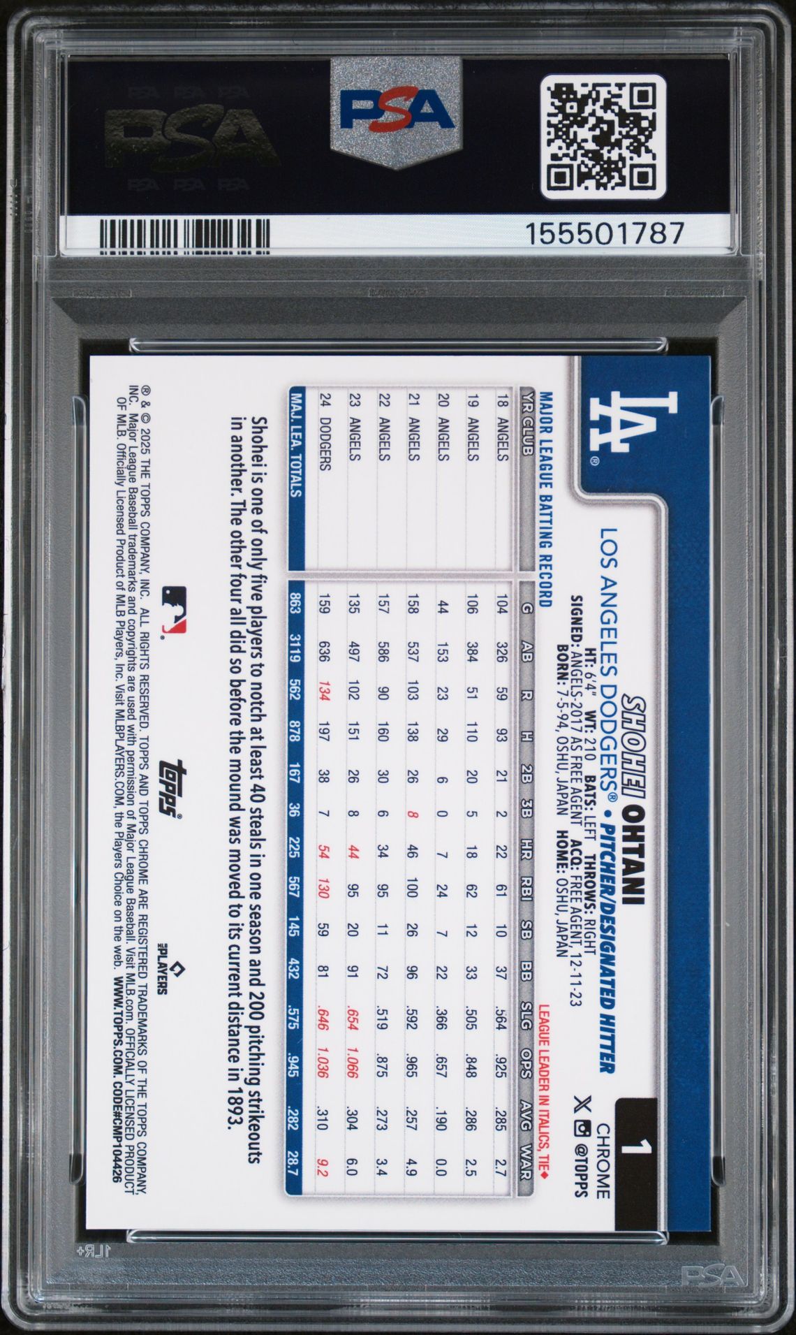 2025 Topps Chrome #1 Shohei Ohtani Gold Raywave /50
