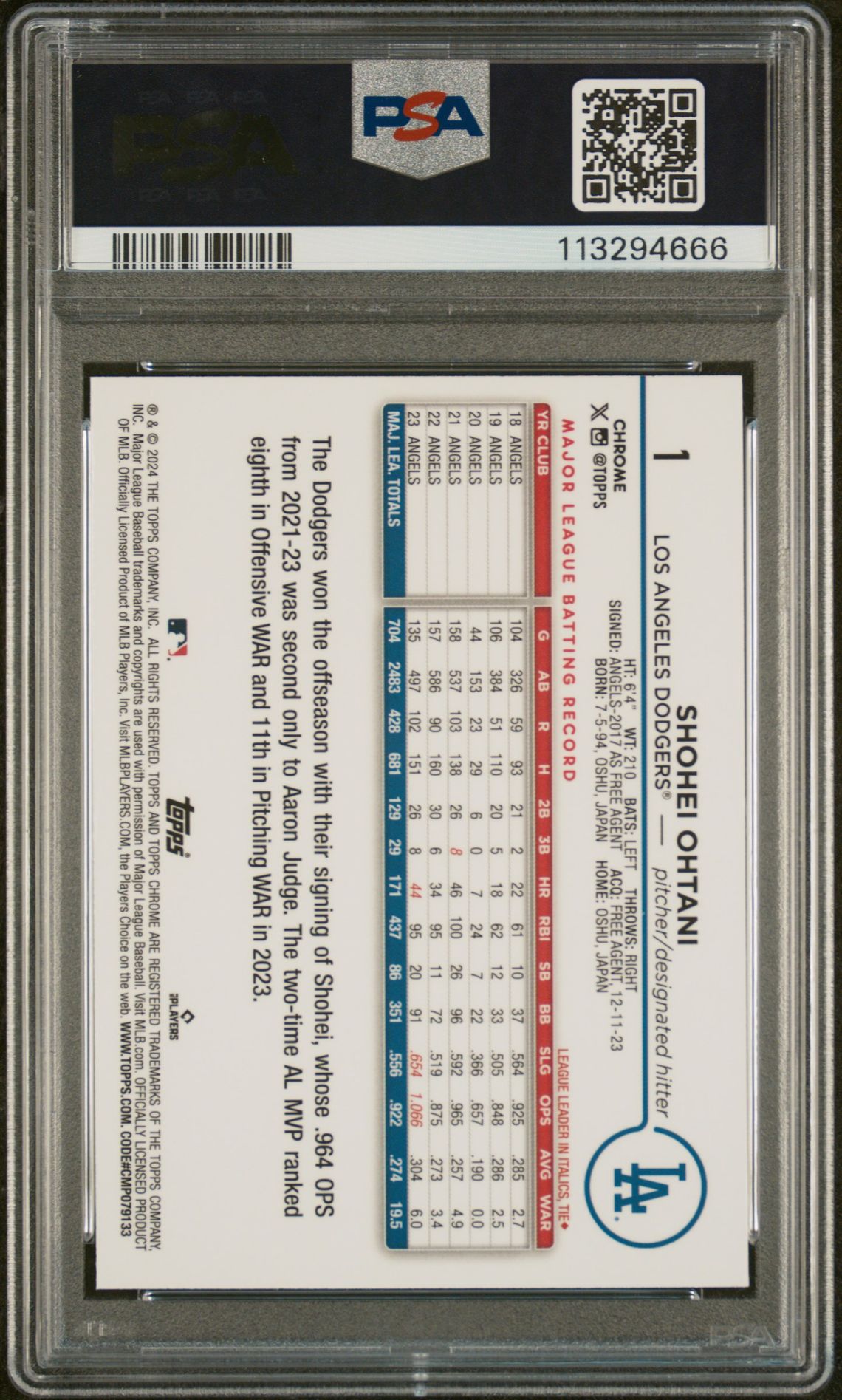 2024 Topps Chrome L/E 1 Blue Refractor /150