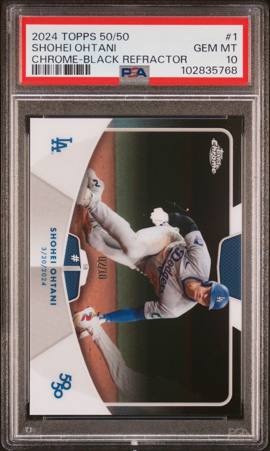 2024 Topps 50/50 #1 Shohei Ohtani Chrome-Black Refractor /10
