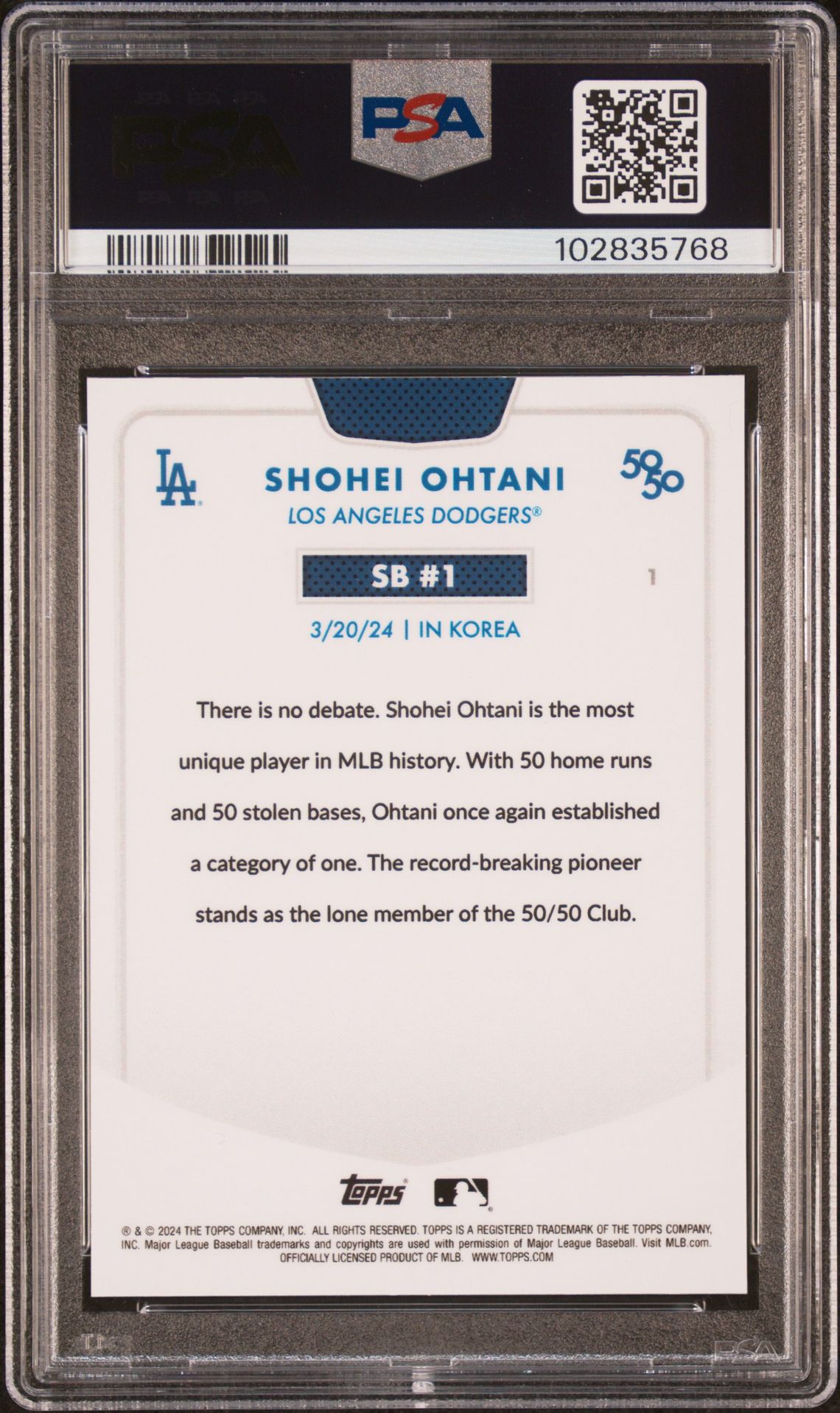2024 Topps 50/50 #1 Shohei Ohtani Chrome-Black Refractor /10
