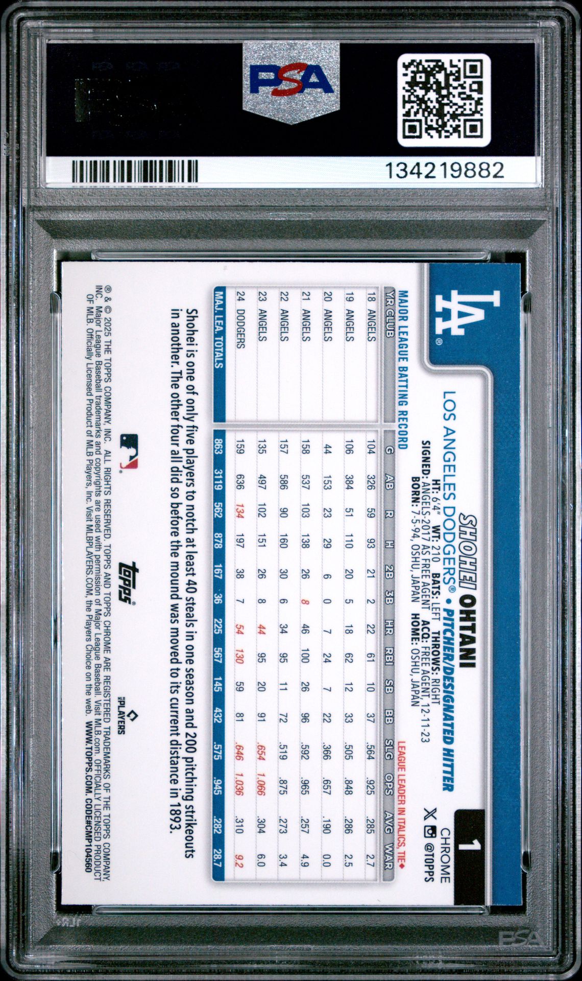 2025 Topps Chrome L/E #1 Shohei Ohtani Variation