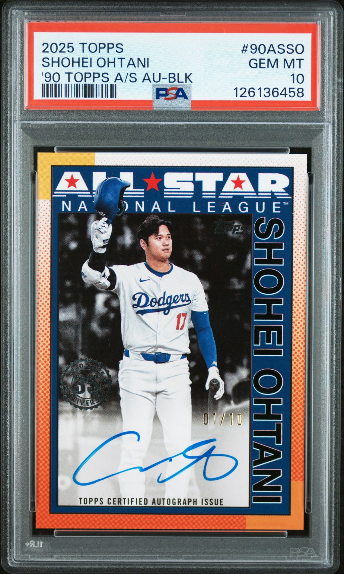 2025 Topps '90 Topps A/S AU-BLK 90ASSO Shohei Ohtani Auto Autograph Black 1/10