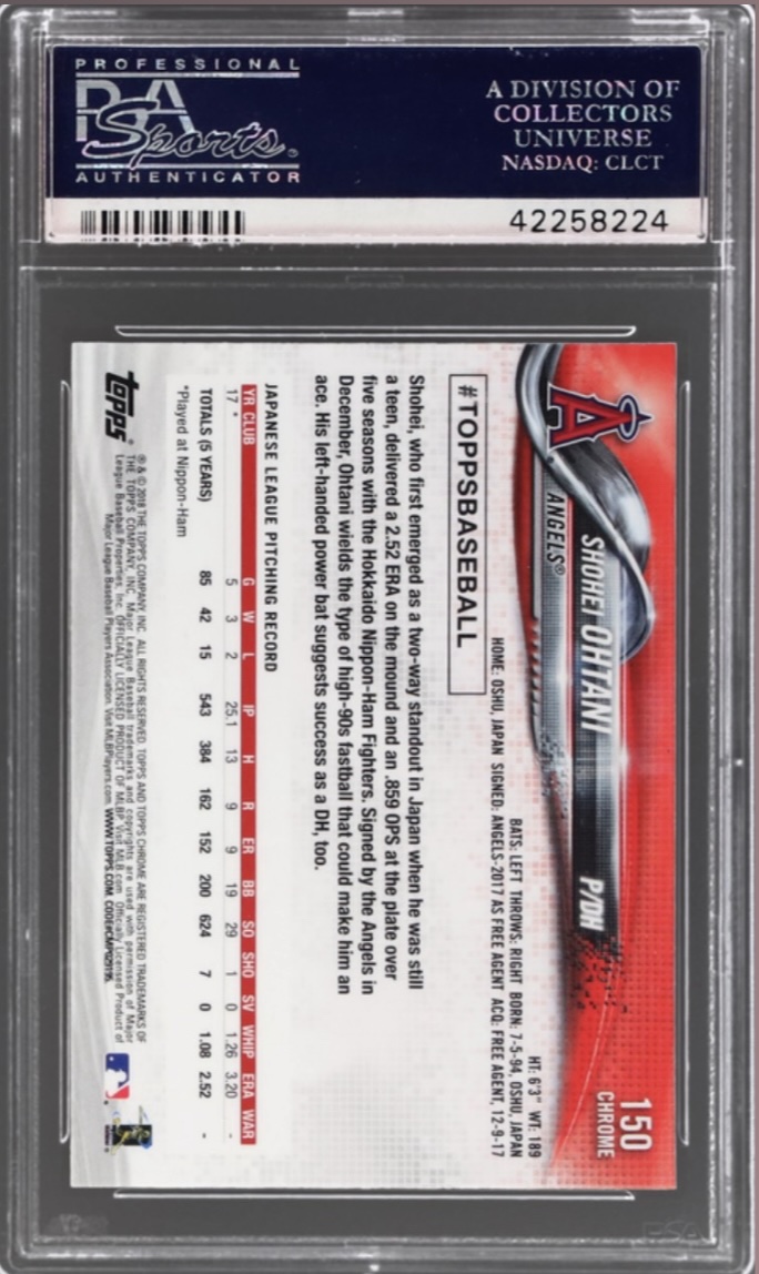 2018 TOPPS CHROME #150 SHOHEI OHTANI VARIATION-REFRACTOR