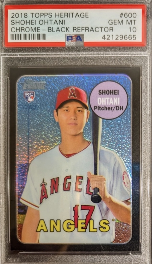 2018 Topps Heritage #600 Shohei Ohtani Chrome-Black Refractor /69
